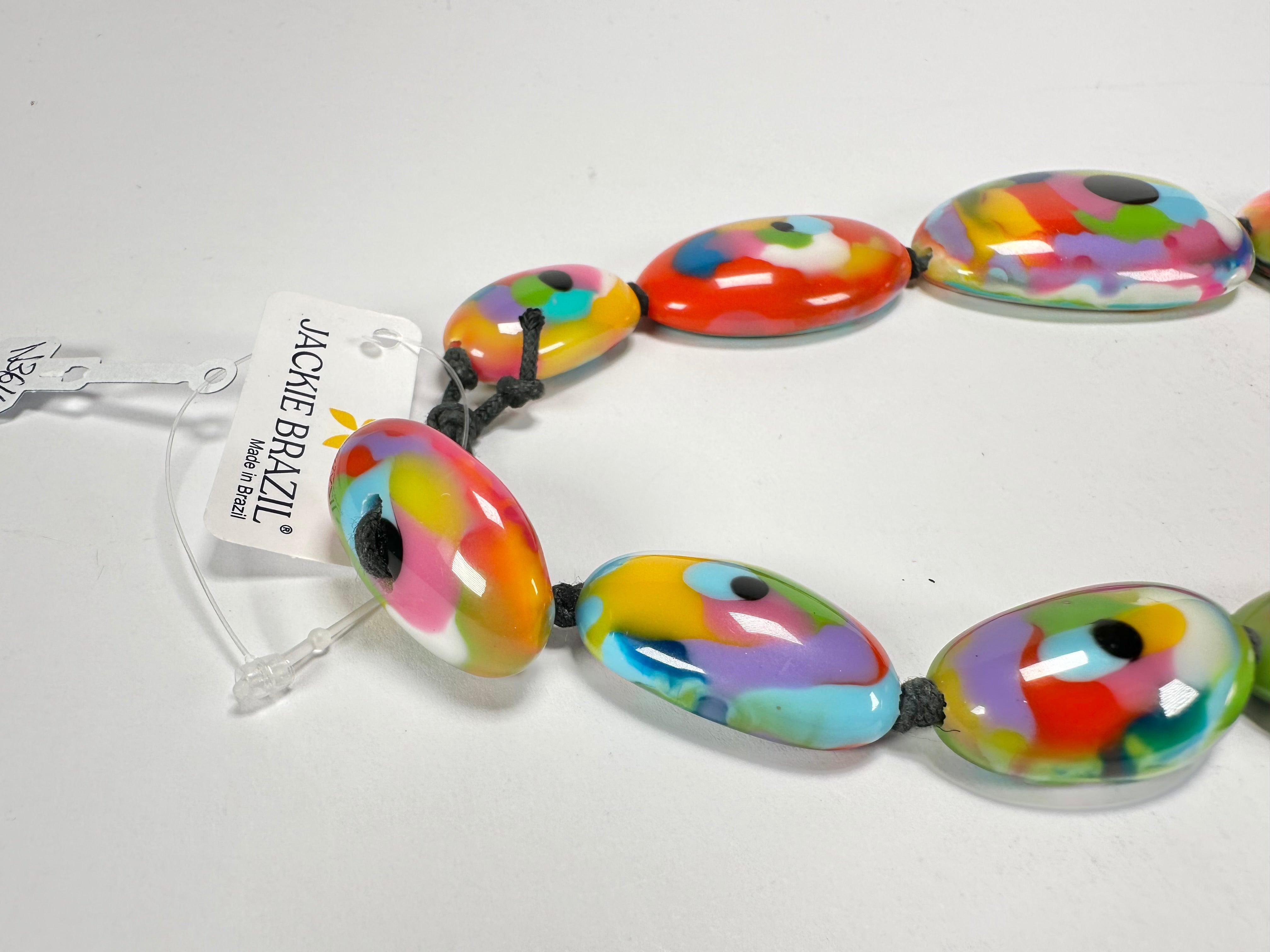 Jackie Brazil "Kandinsky" Short Flat Riverstones 50cm Necklace ( N3616 )