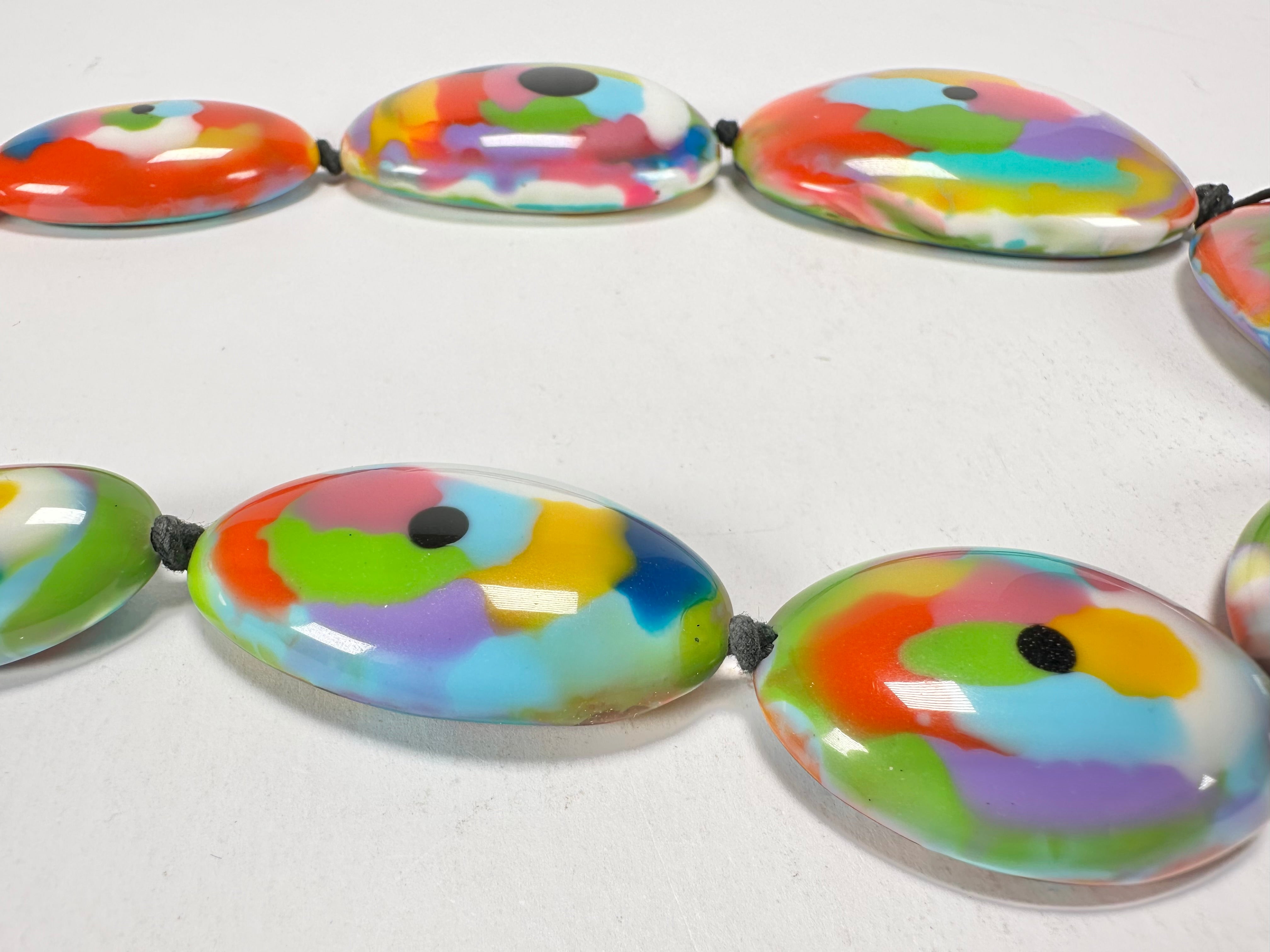 Jackie Brazil "Kandinsky" Short Flat Riverstones 50cm Necklace ( N3616 )