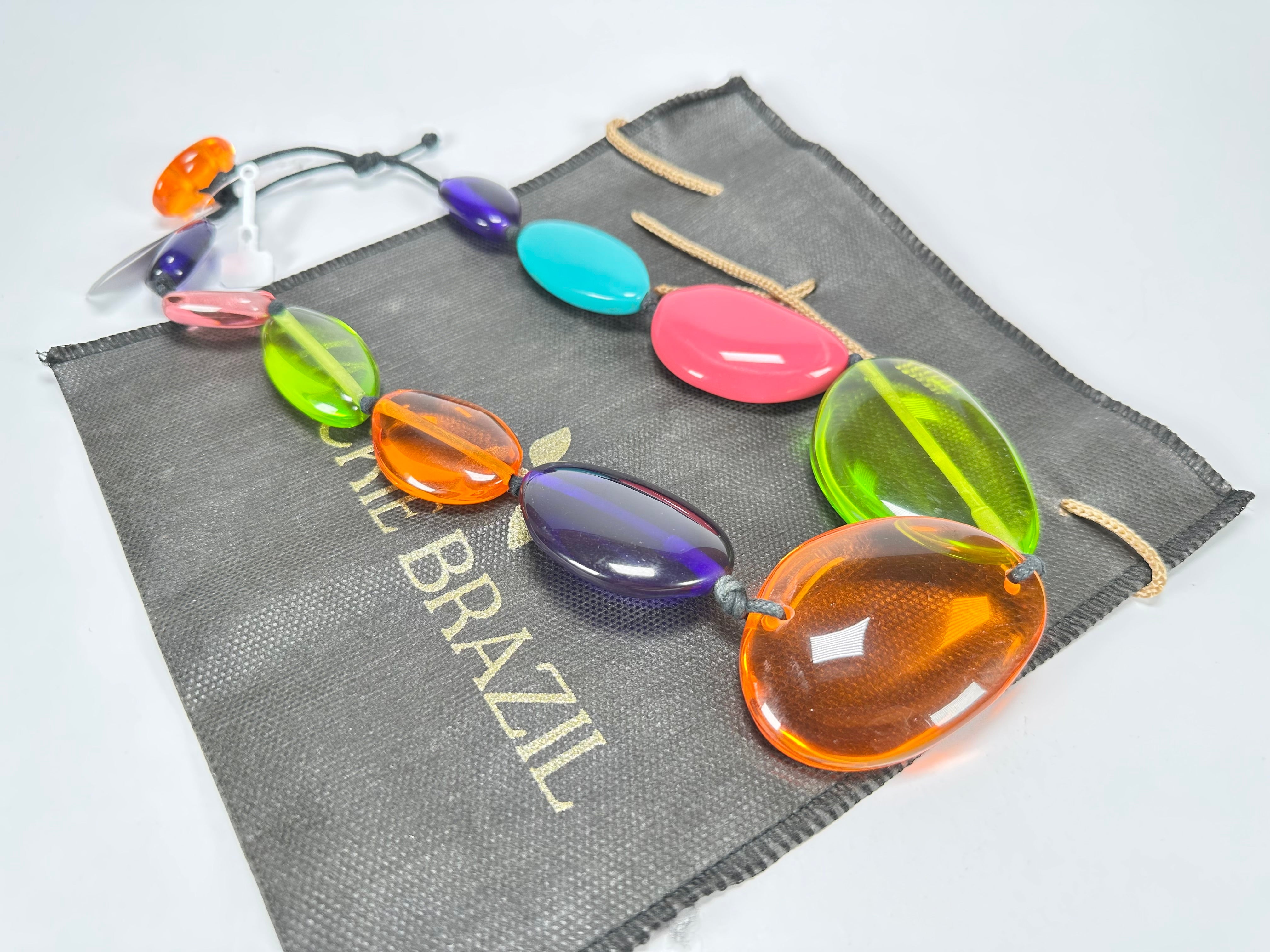 Jackie Brazil "Transparent" Summer Mix Short Flat Riverstones 50cm Necklace ( N3616 )