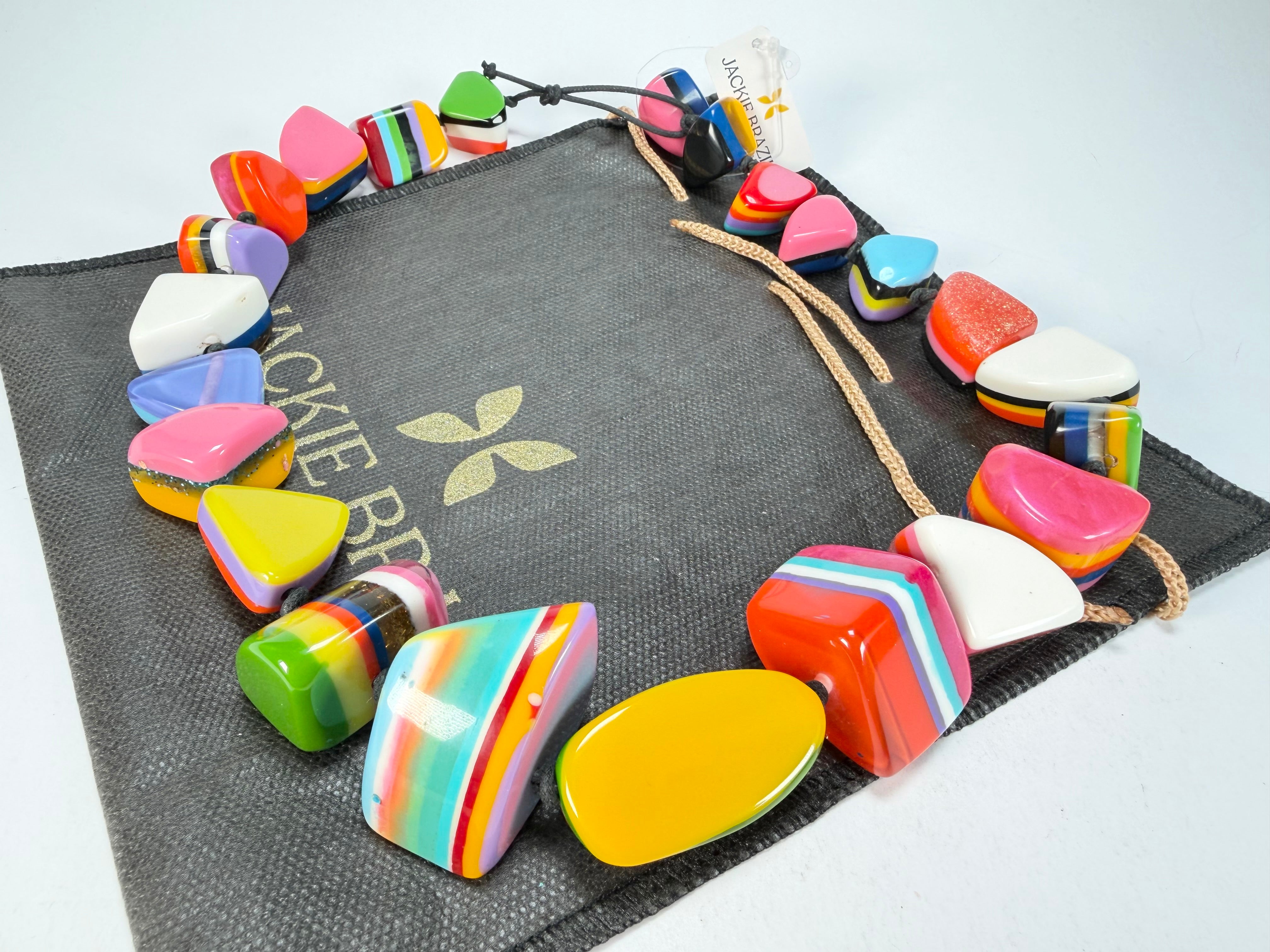 Jackie Brazil "Natural" Pop Art Large Stones 55cm Resin Necklace ( N0378 )