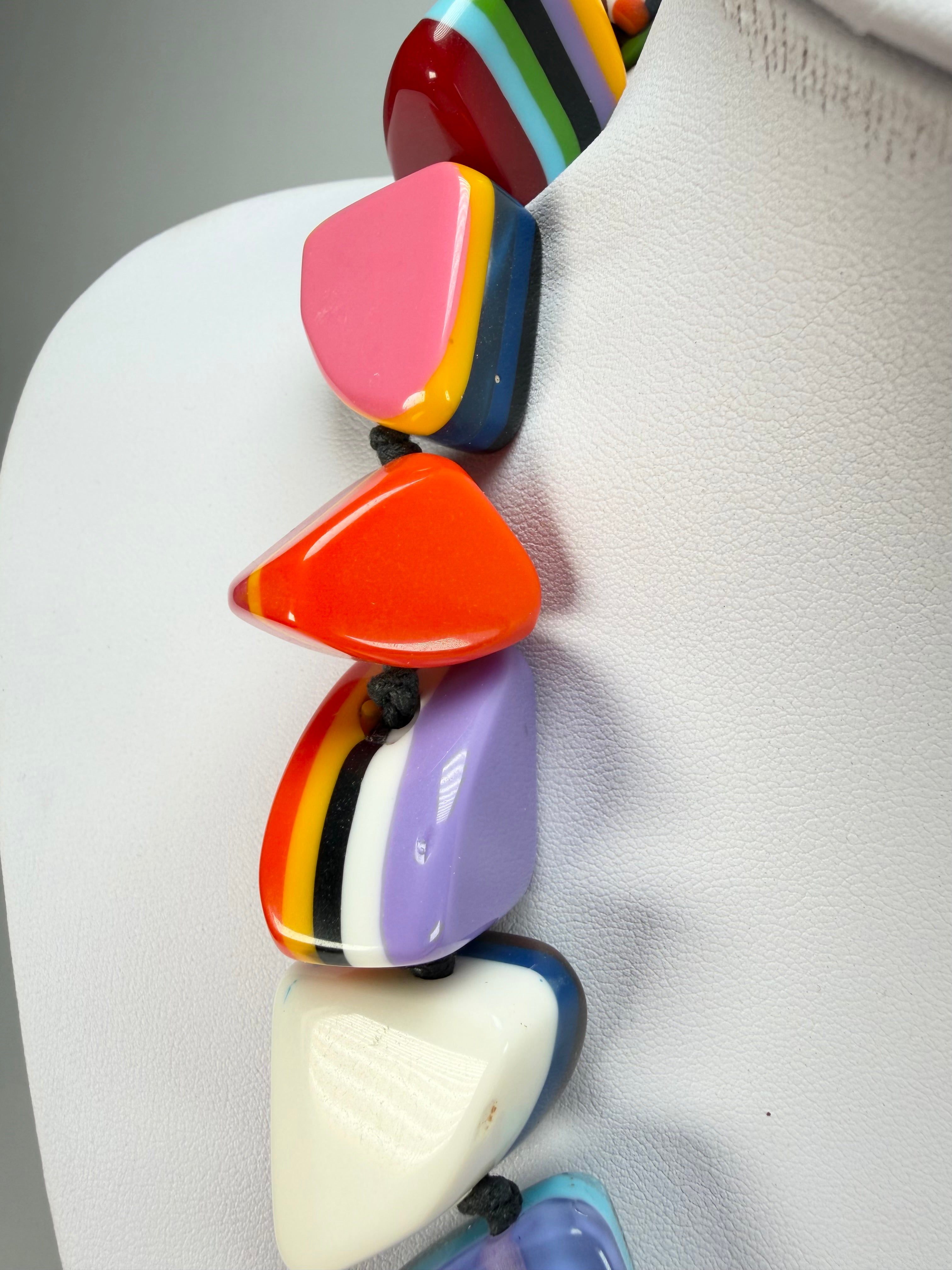 Jackie Brazil "Natural" Pop Art Large Stones 55cm Resin Necklace ( N0378 )