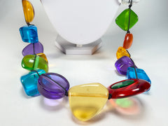 Jackie Brazil "Indiana" Transparent Carnaval Mix Multi-Bead Long Resin 110cm Necklace ( N0038 )