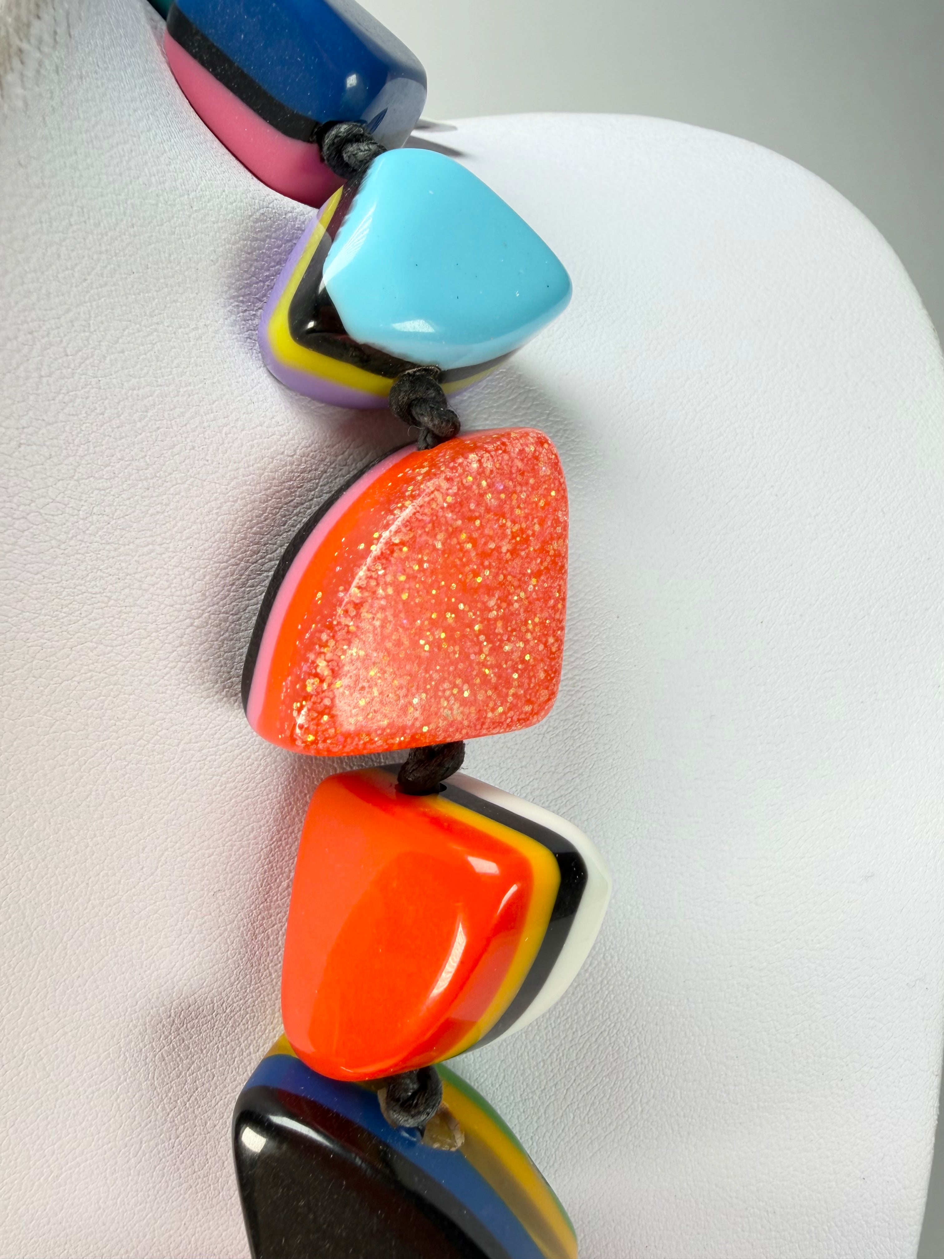 Jackie Brazil "Natural" Pop Art Large Stones 55cm Resin Necklace ( N0378 )