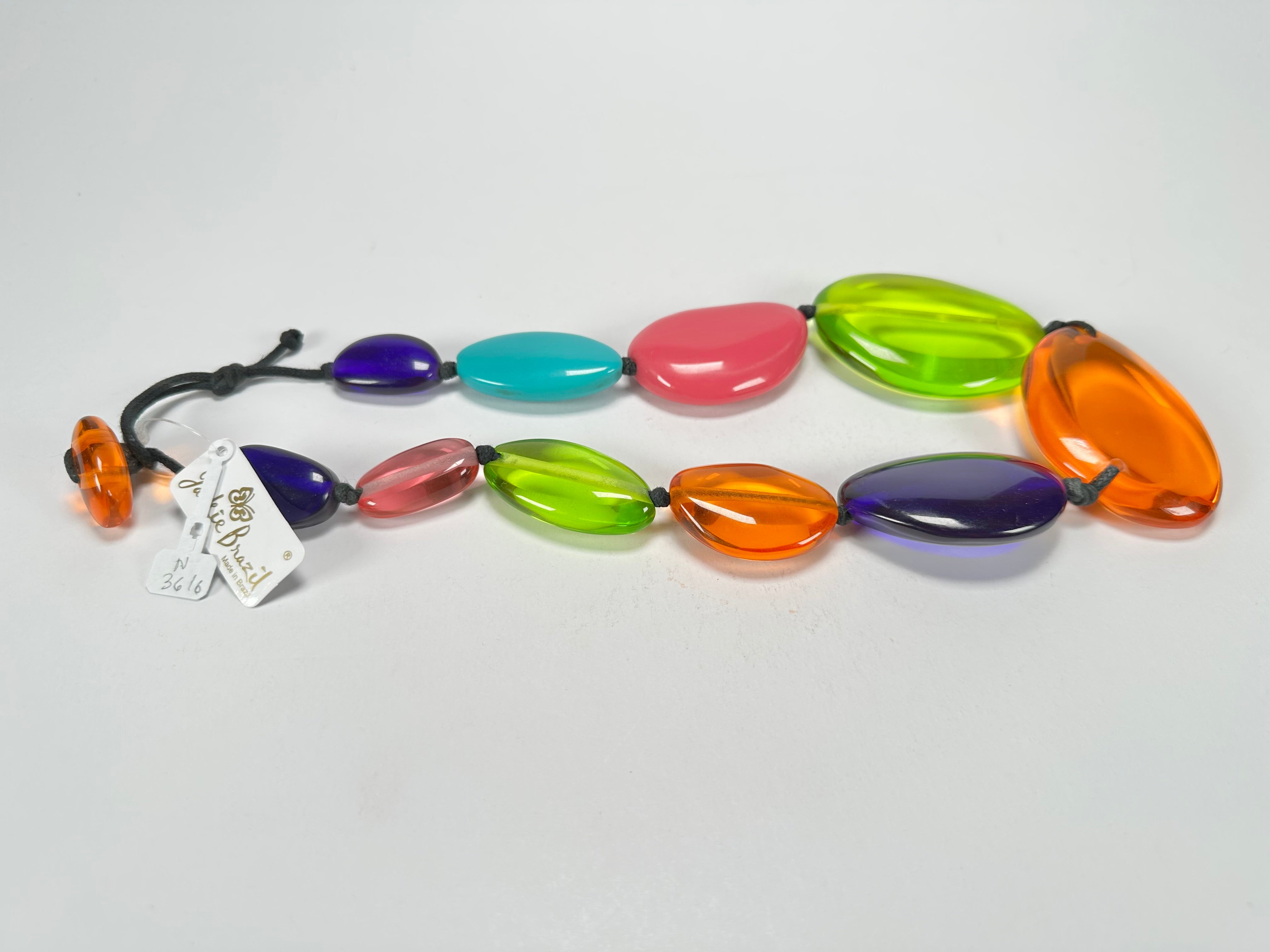 Jackie Brazil "Transparent" Summer Mix Short Flat Riverstones 50cm Necklace ( N3616 )