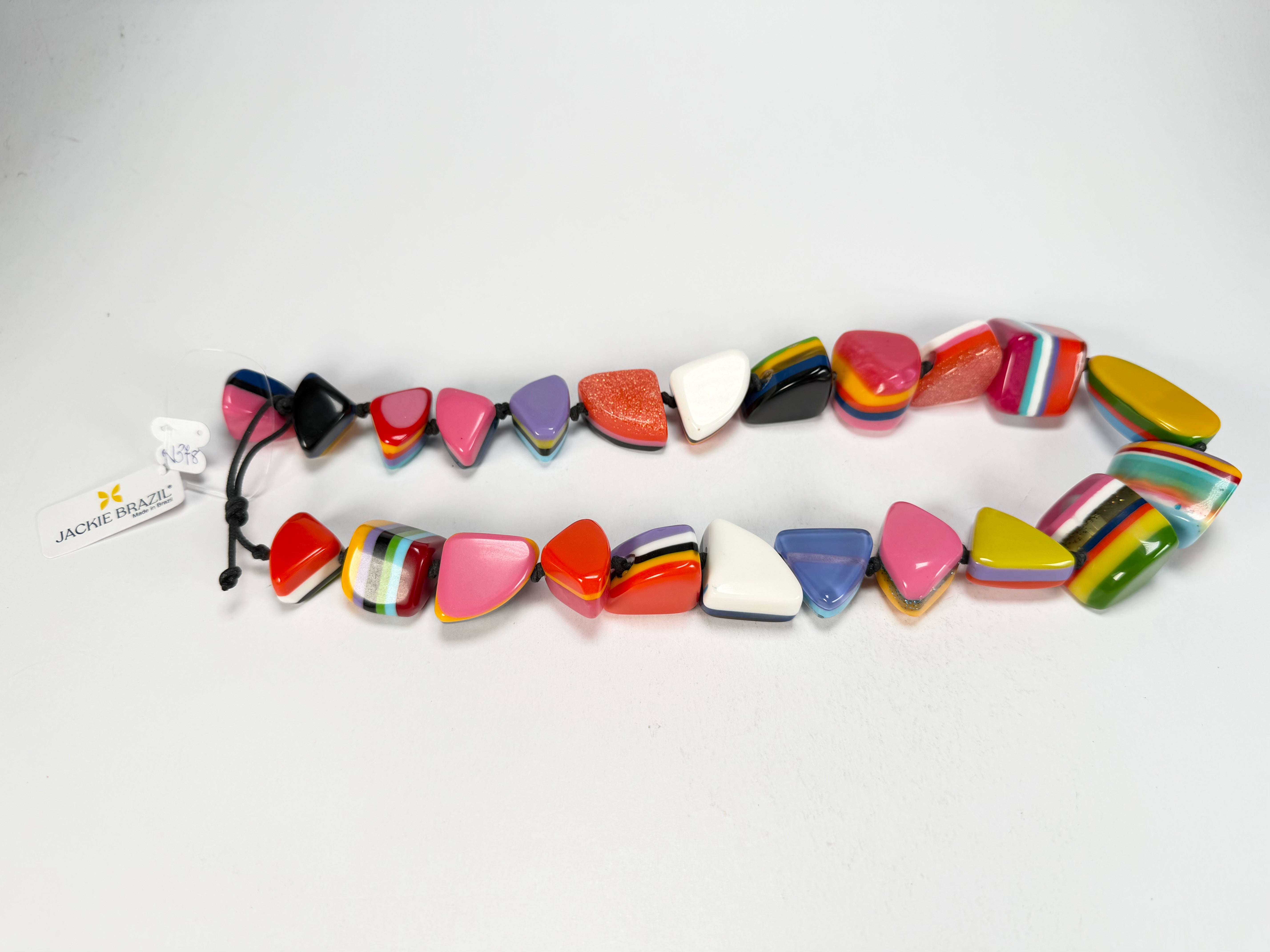 Jackie Brazil "Natural" Pop Art Large Stones 55cm Resin Necklace ( N0378 )