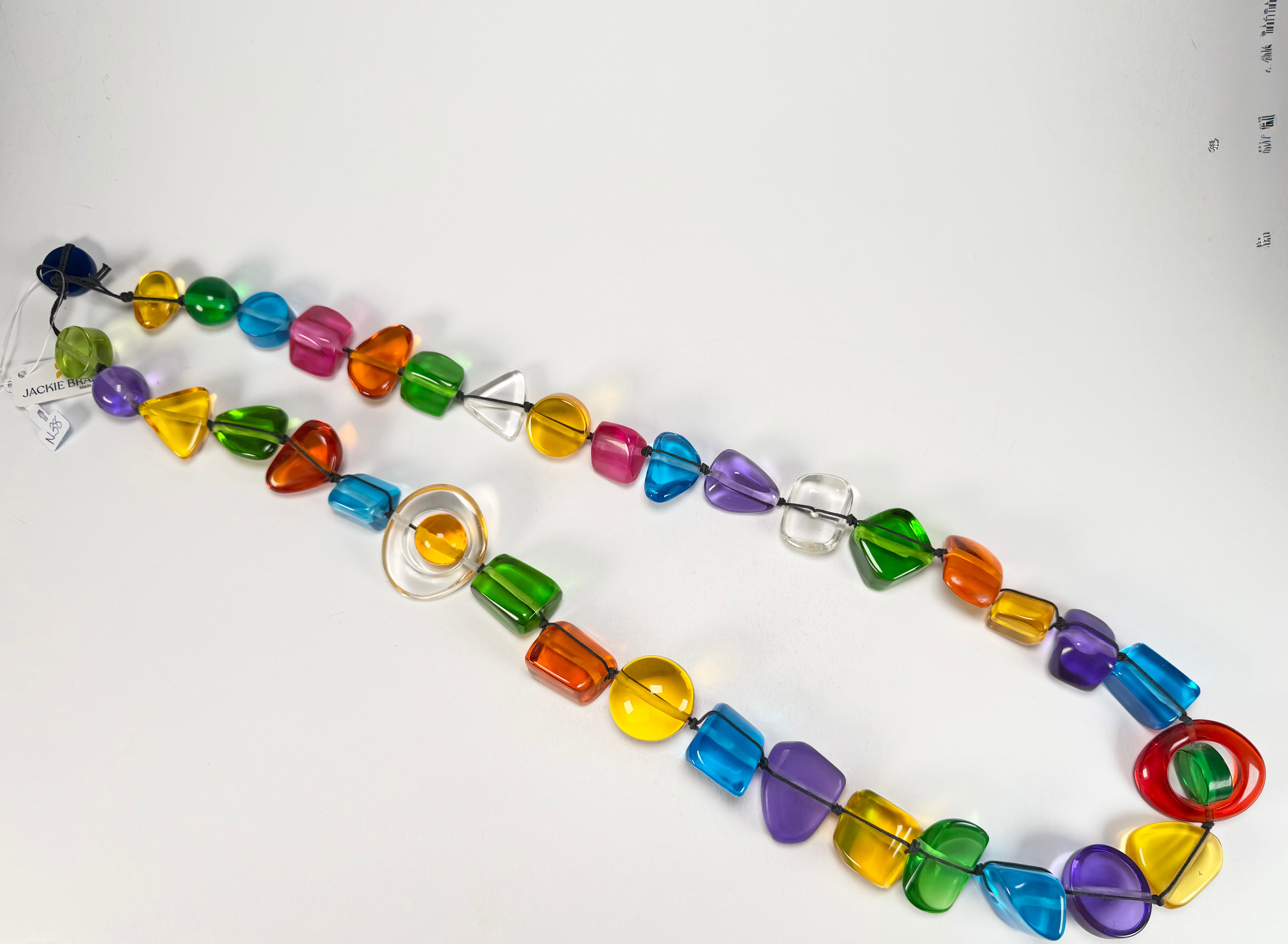 Jackie Brazil "Indiana" Transparent Carnaval Mix Multi-Bead Long Resin 110cm Necklace ( N0038 )