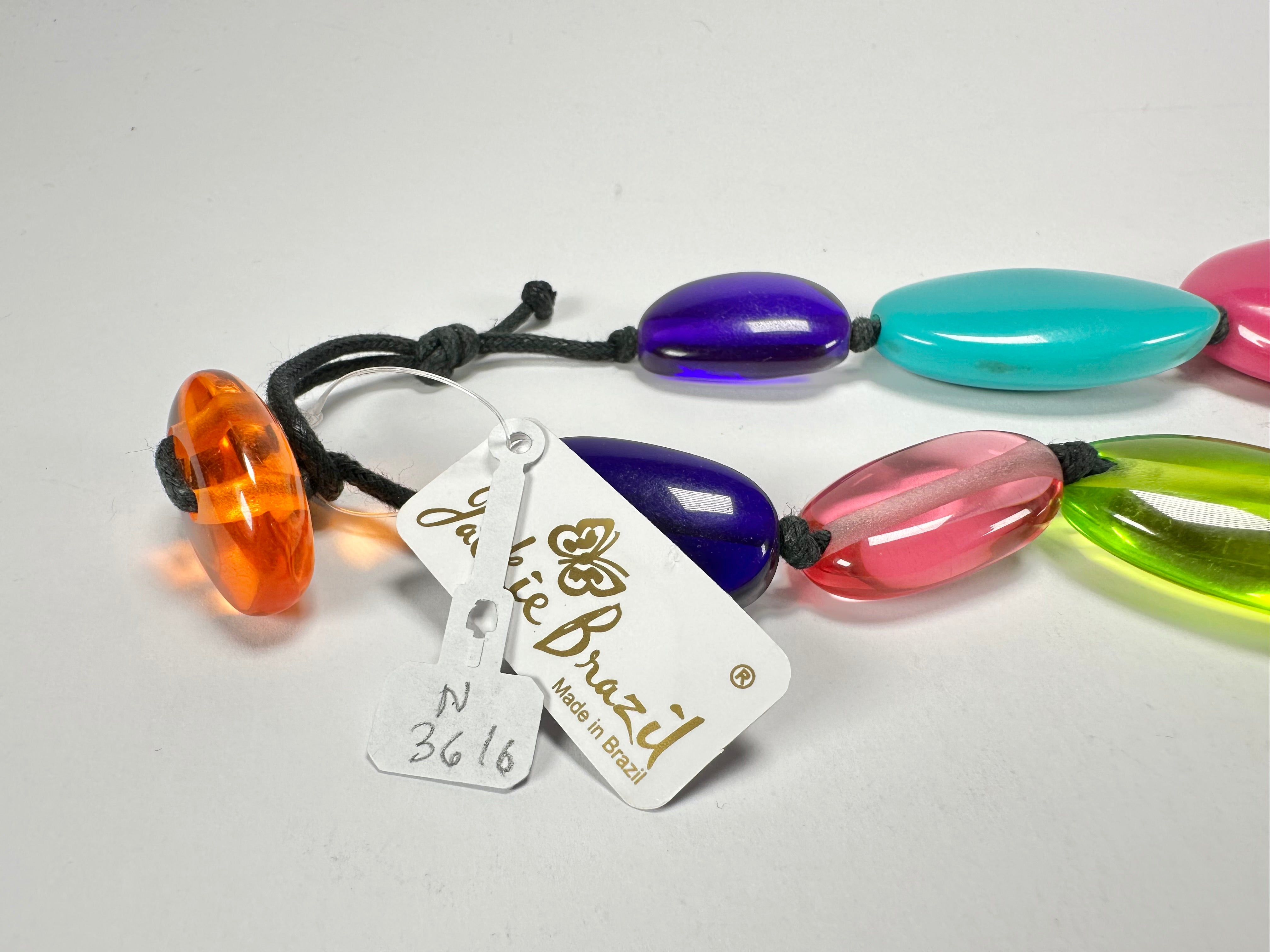 Jackie Brazil "Transparent" Summer Mix Short Flat Riverstones 50cm Necklace ( N3616 )