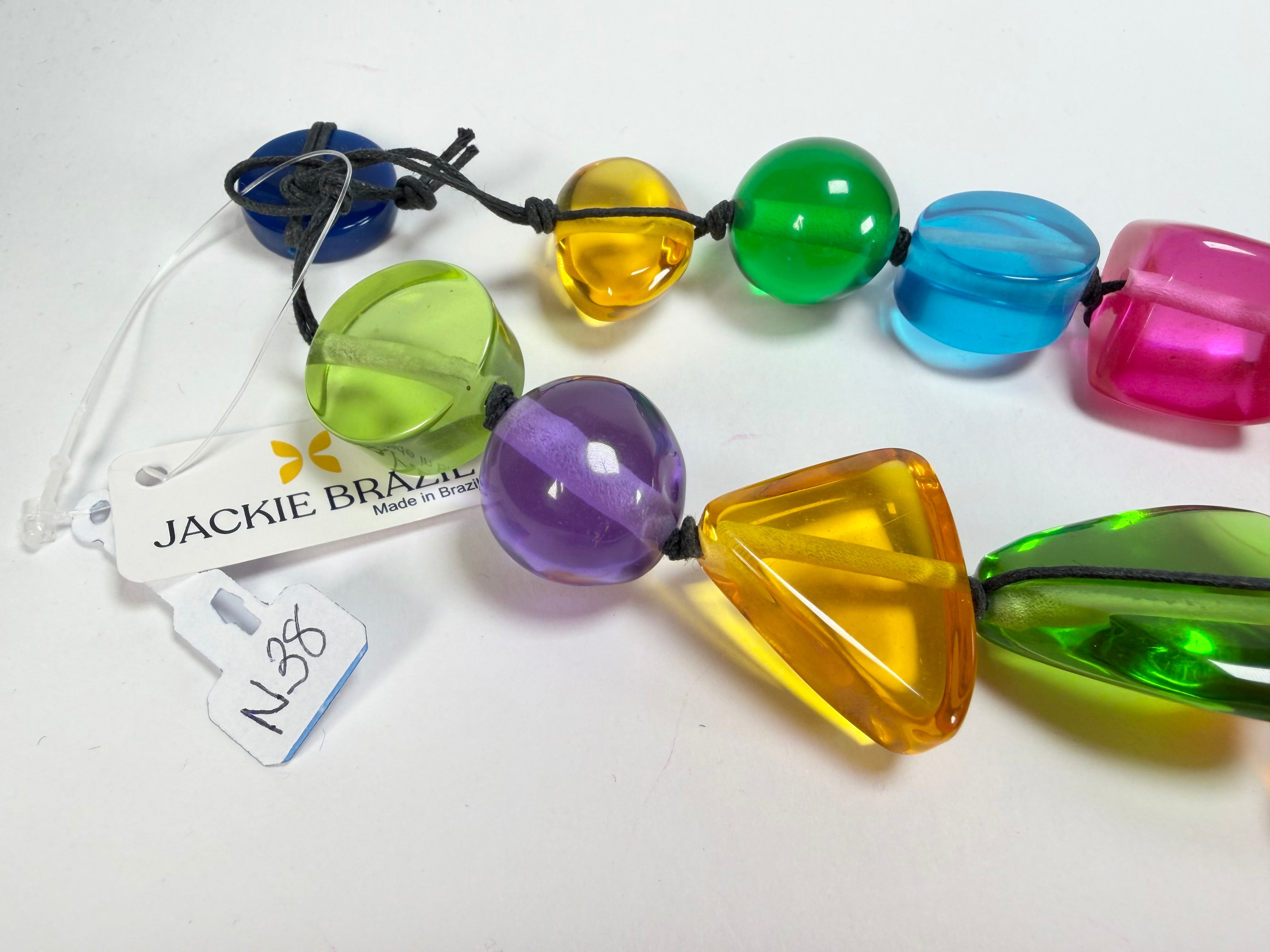 Jackie Brazil "Indiana" Transparent Carnaval Mix Multi-Bead Long Resin 110cm Necklace ( N0038 )