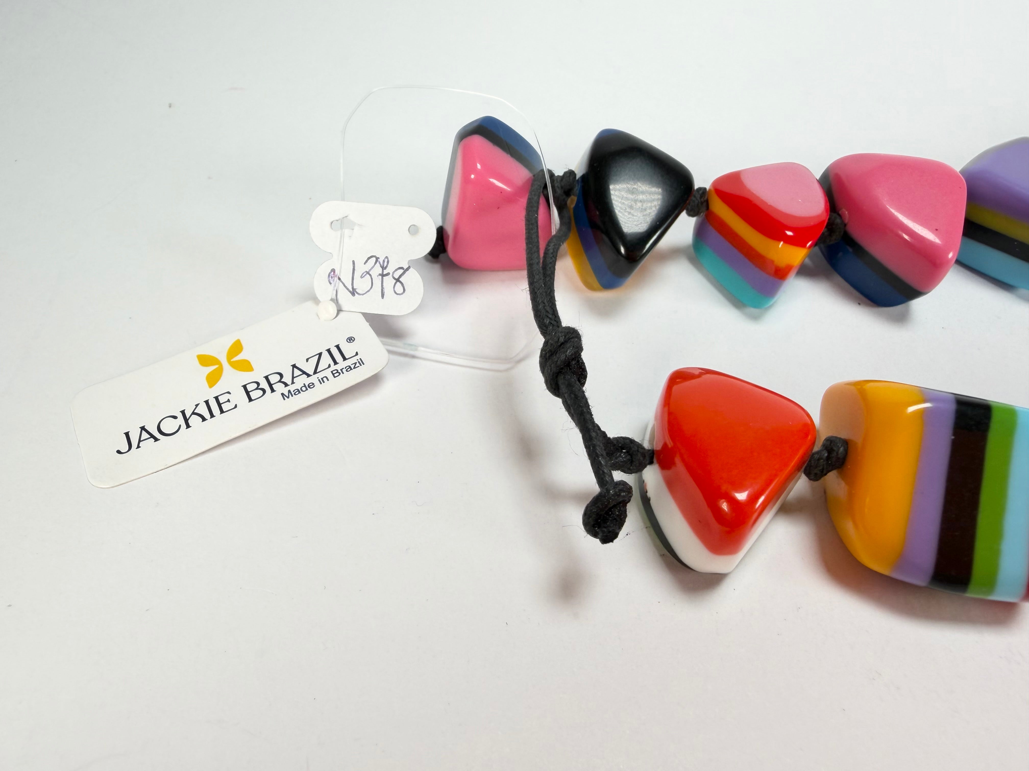 Jackie Brazil "Natural" Pop Art Large Stones 55cm Resin Necklace ( N0378 )
