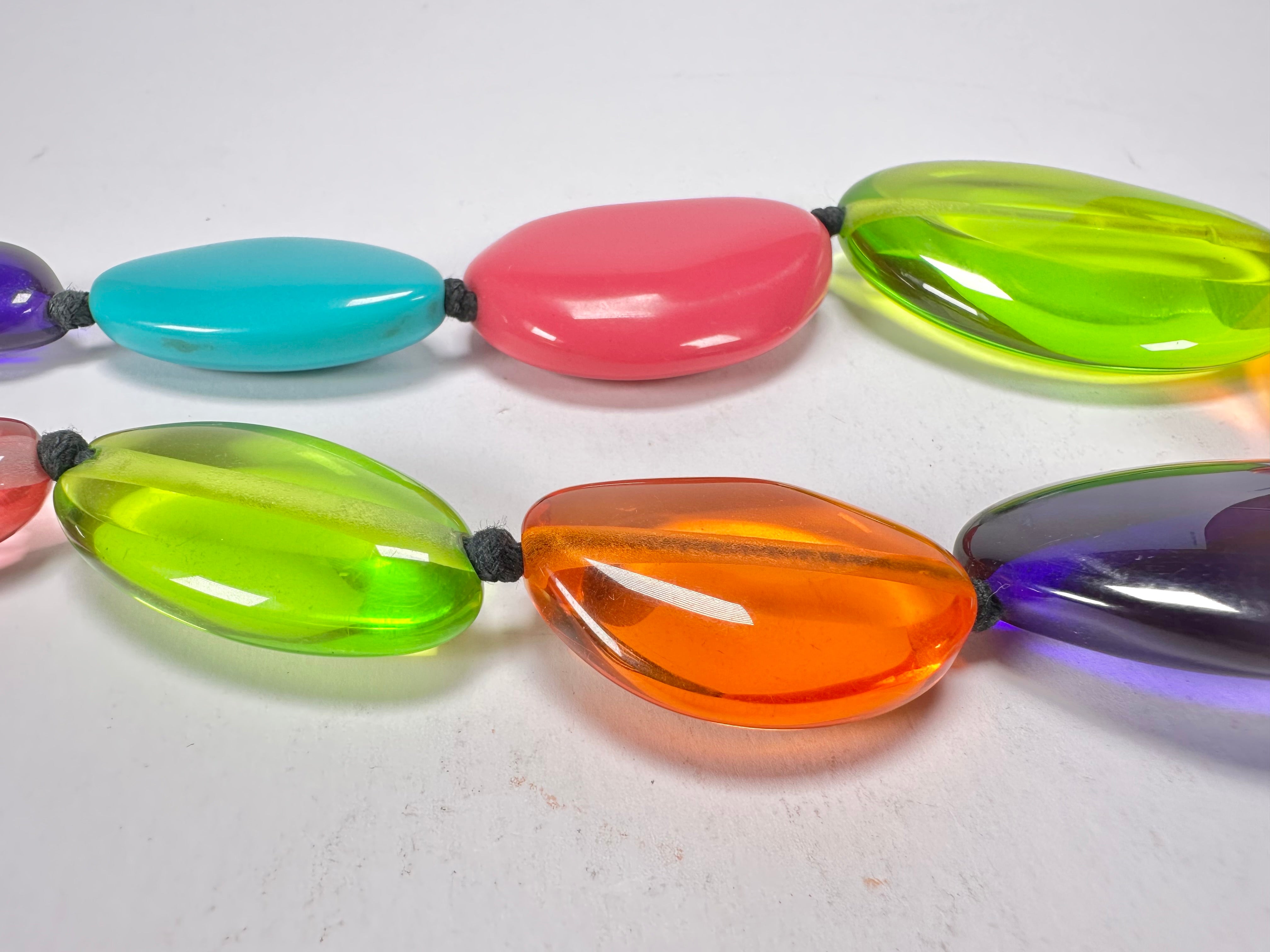 Jackie Brazil "Transparent" Summer Mix Short Flat Riverstones 50cm Necklace ( N3616 )