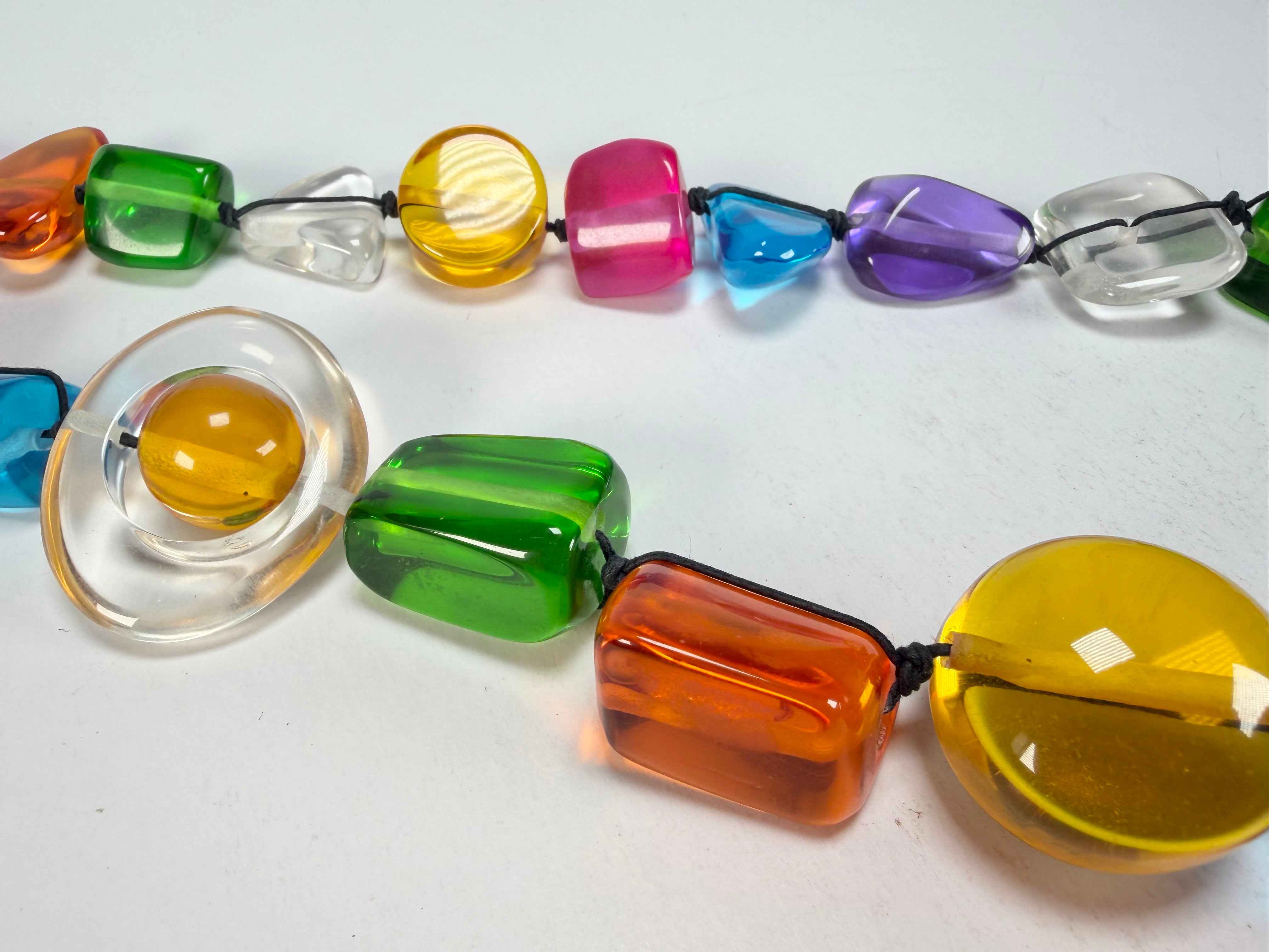 Jackie Brazil "Indiana" Transparent Carnaval Mix Multi-Bead Long Resin 110cm Necklace ( N0038 )