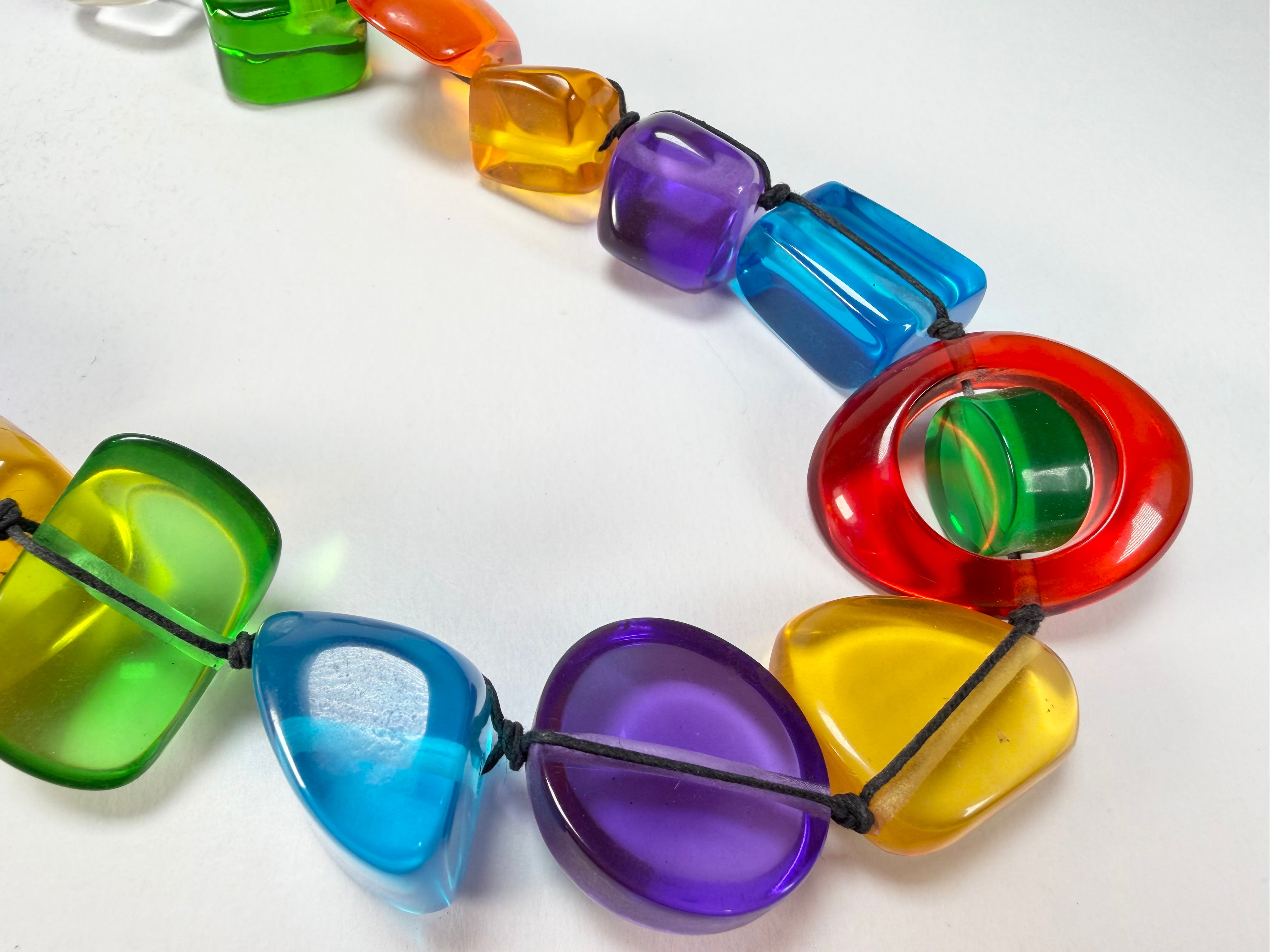 Jackie Brazil "Indiana" Transparent Carnaval Mix Multi-Bead Long Resin 110cm Necklace ( N0038 )