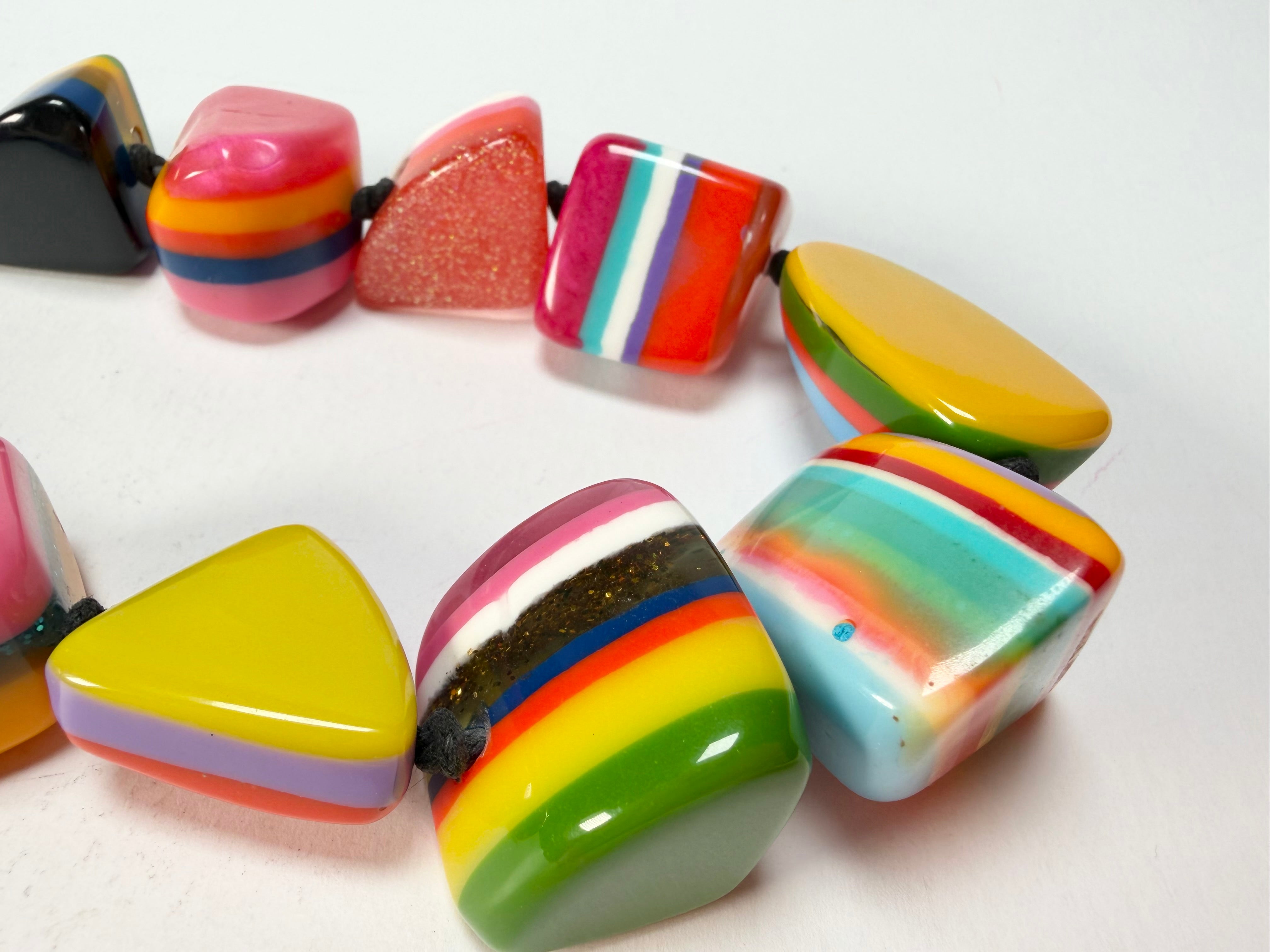 Jackie Brazil "Natural" Pop Art Large Stones 55cm Resin Necklace ( N0378 )