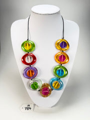 Jackie Brazil "Saturn" Transparent Summer Mix Disk and Cylinder On String Short 50cm Necklace ( N0060 )