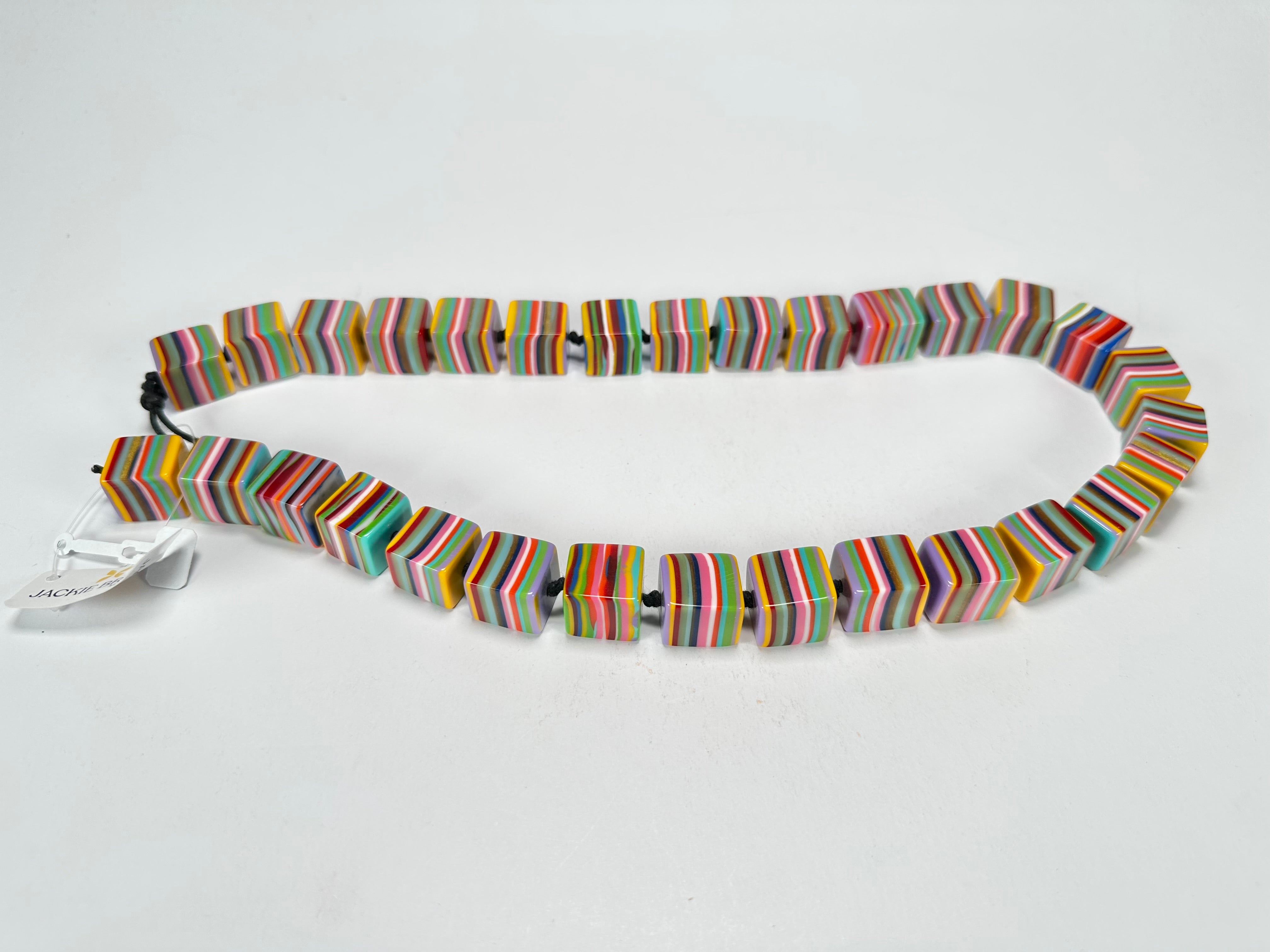 Jackie Brazil "POP" Liquorice Mix Colours Small Cubes 65cm Necklace ( N0046 )