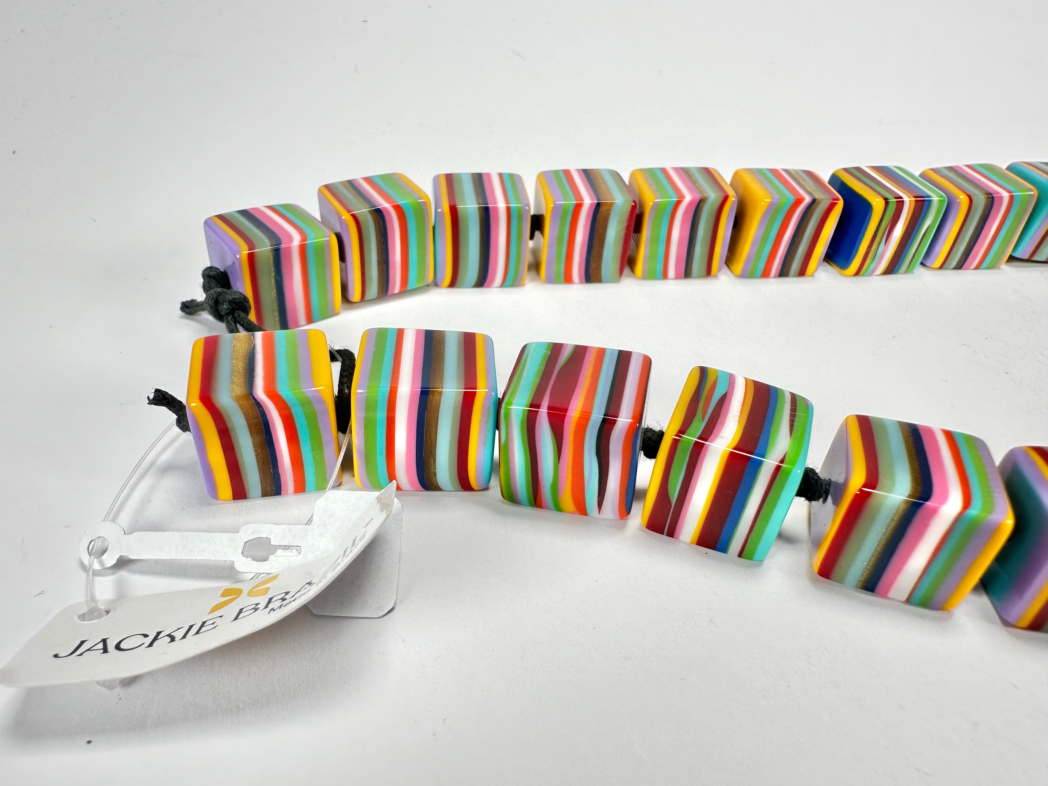 Jackie Brazil "POP" Liquorice Mix Colours Small Cubes 65cm Necklace ( N0046 )