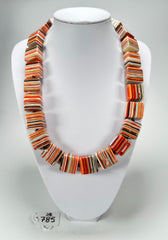 Jackie Brazil "Gala" Liquorice Orange Mix Half Rectangles 65cm Necklace ( N0789 )