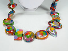 Jackie Brazil "Indiana" Kandinsky Multi-Bead Long Resin 110cm Necklace ( N0038 )