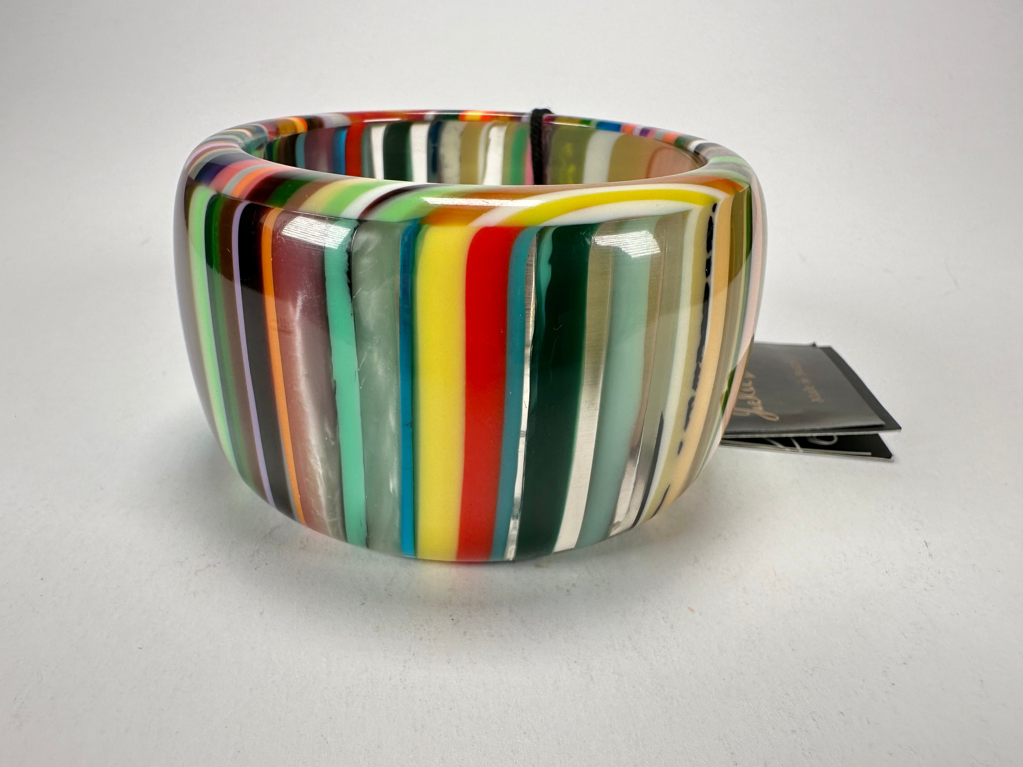 Jackie Brazil "Tiger" Liquorice Allsorts with Cat Eye Mix Colours 5cm Resin Bangle ( B0932 )