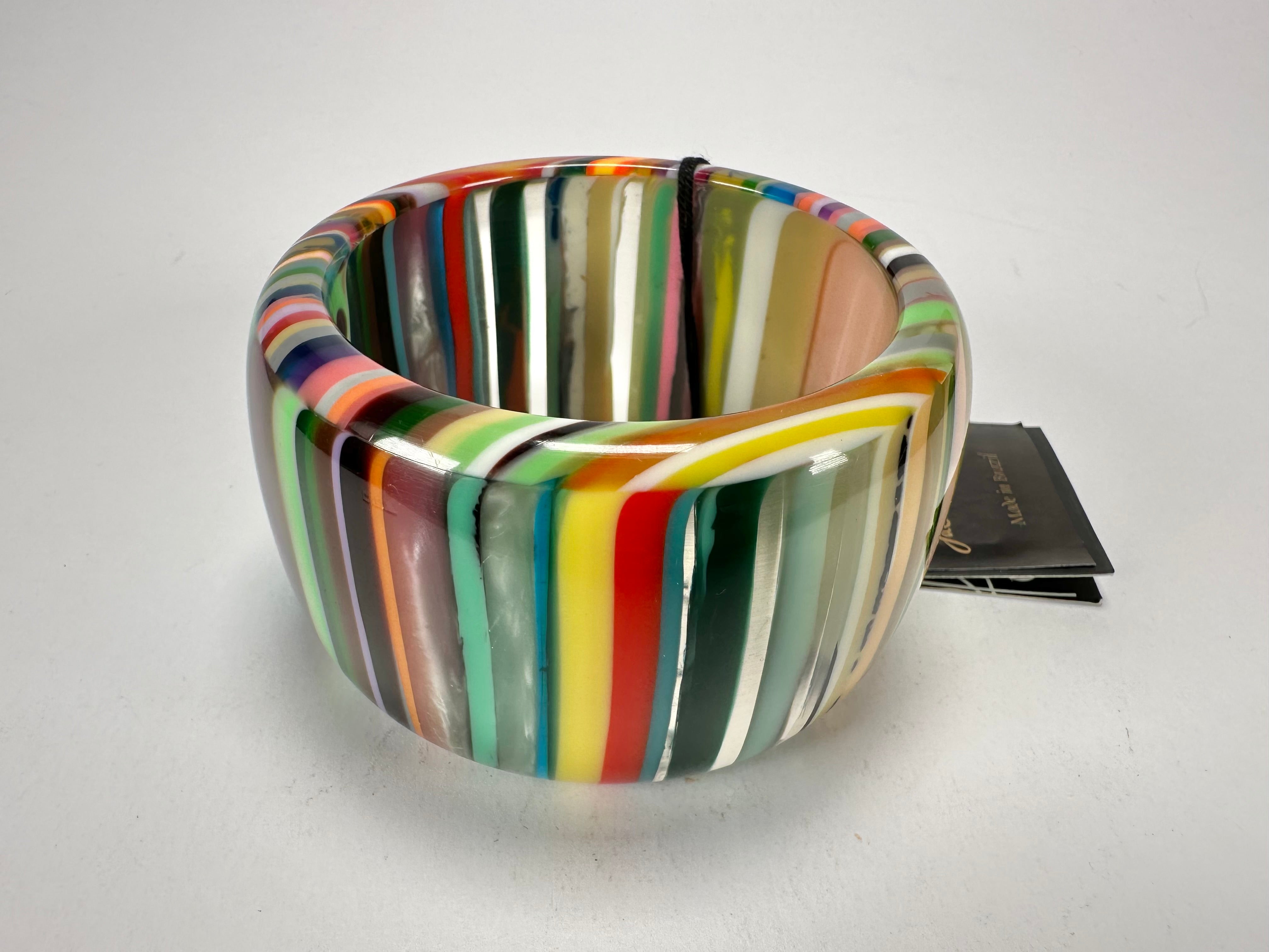 Jackie Brazil "Tiger" Liquorice Allsorts with Cat Eye Mix Colours 5cm Resin Bangle ( B0932 )