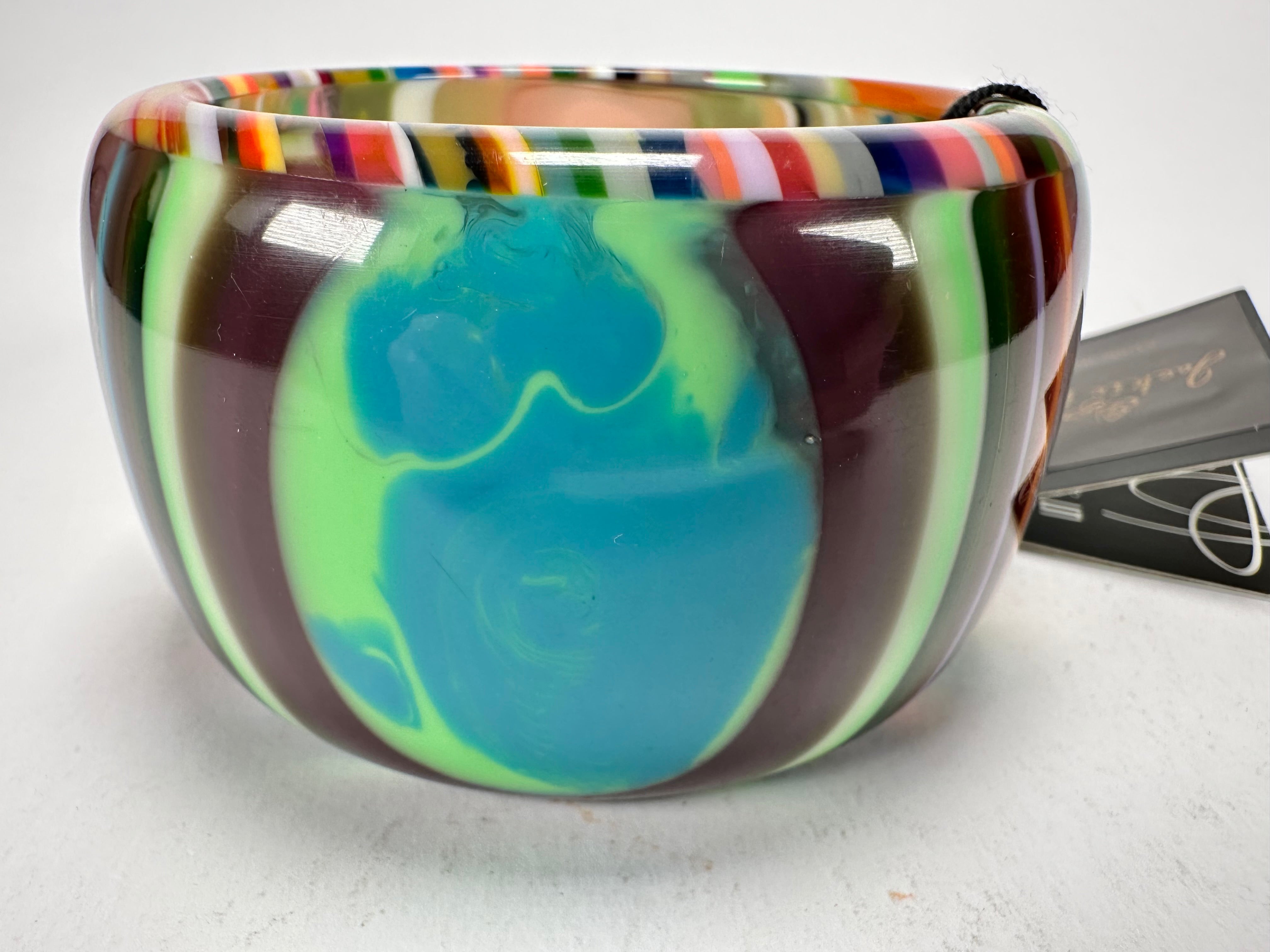 Jackie Brazil "Tiger" Liquorice Allsorts with Cat Eye Mix Colours 5cm Resin Bangle ( B0932 )