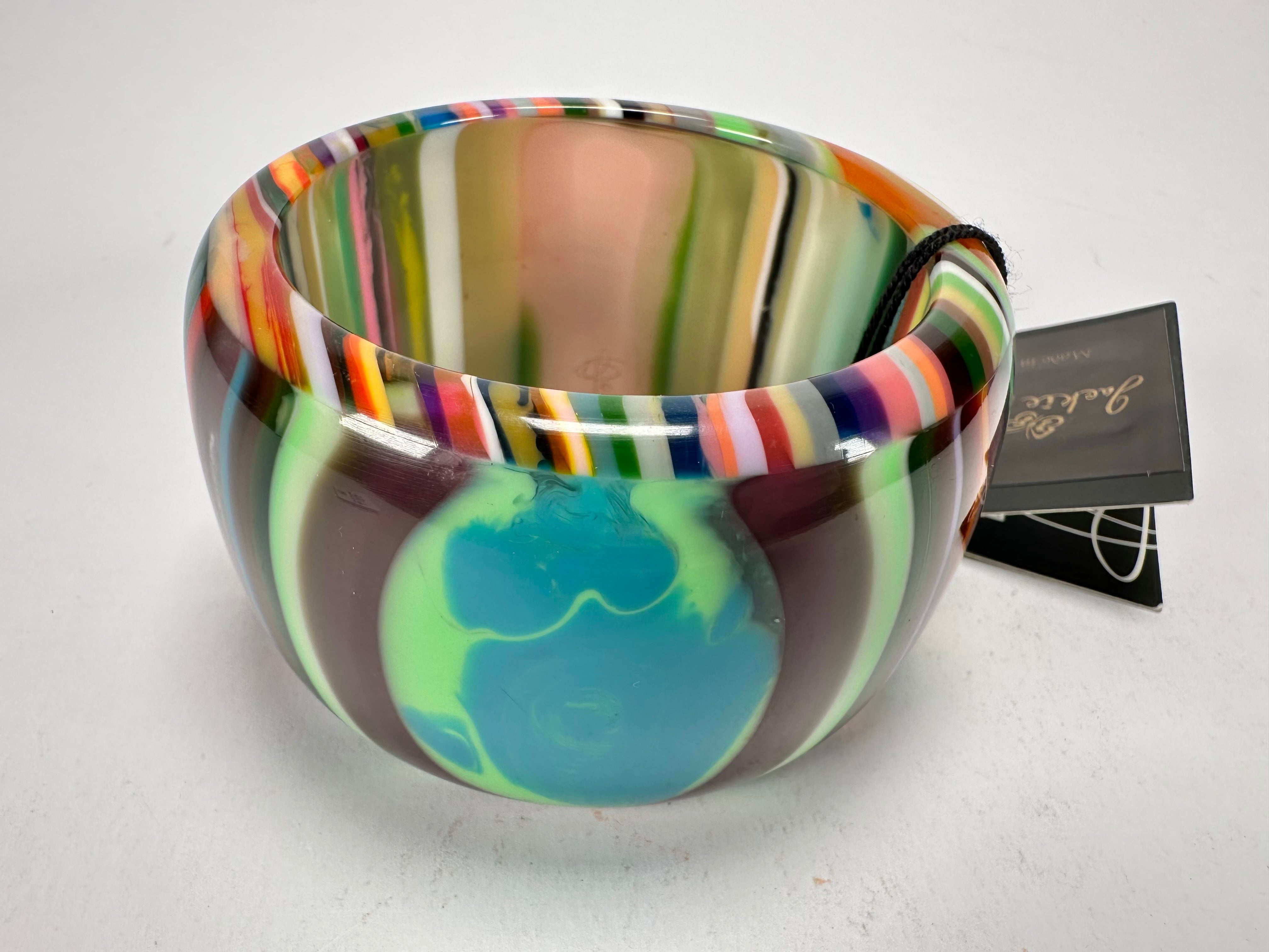 Jackie Brazil "Tiger" Liquorice Allsorts with Cat Eye Mix Colours 5cm Resin Bangle ( B0932 )