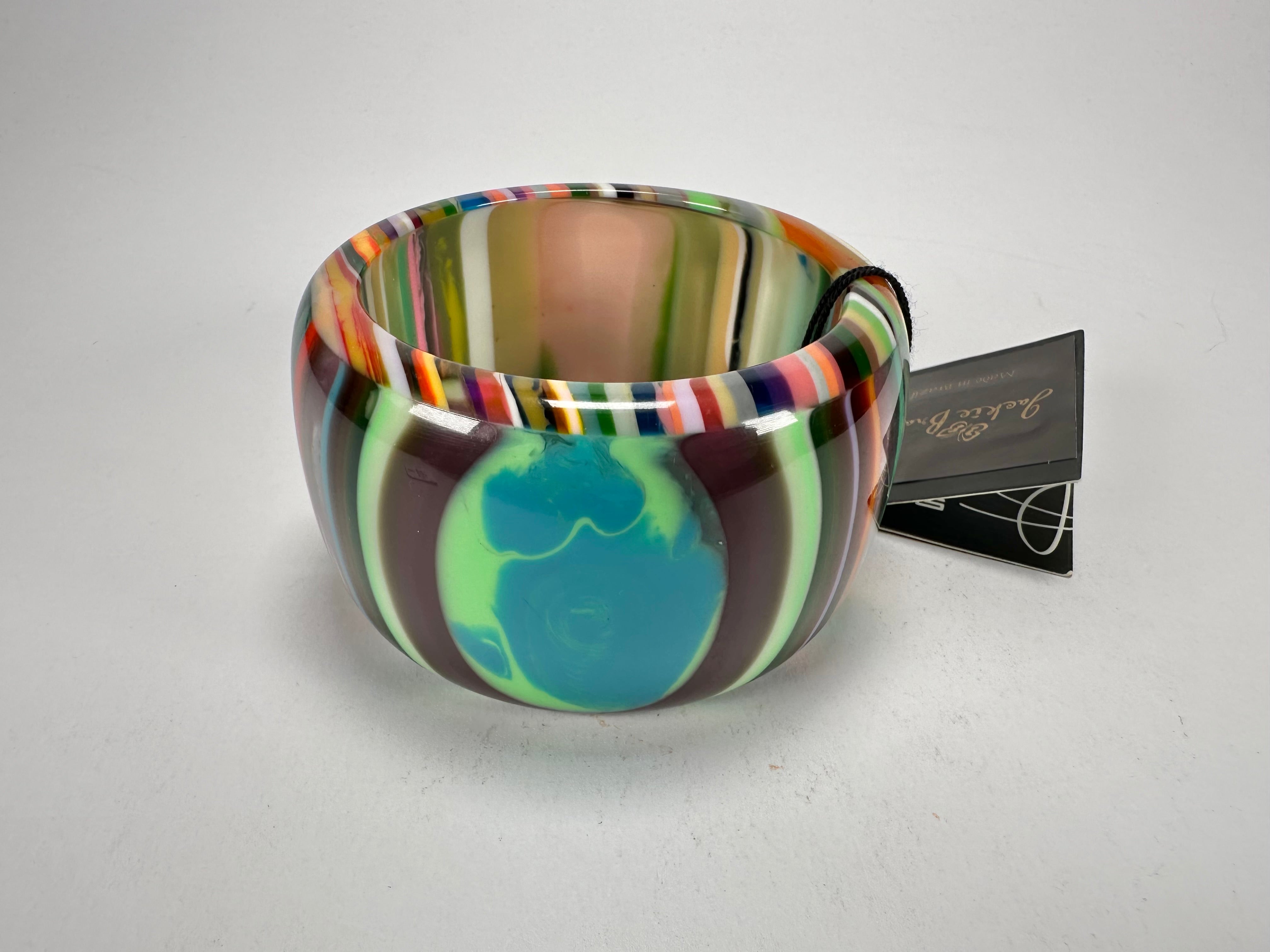 Jackie Brazil "Tiger" Liquorice Allsorts with Cat Eye Mix Colours 5cm Resin Bangle ( B0932 )