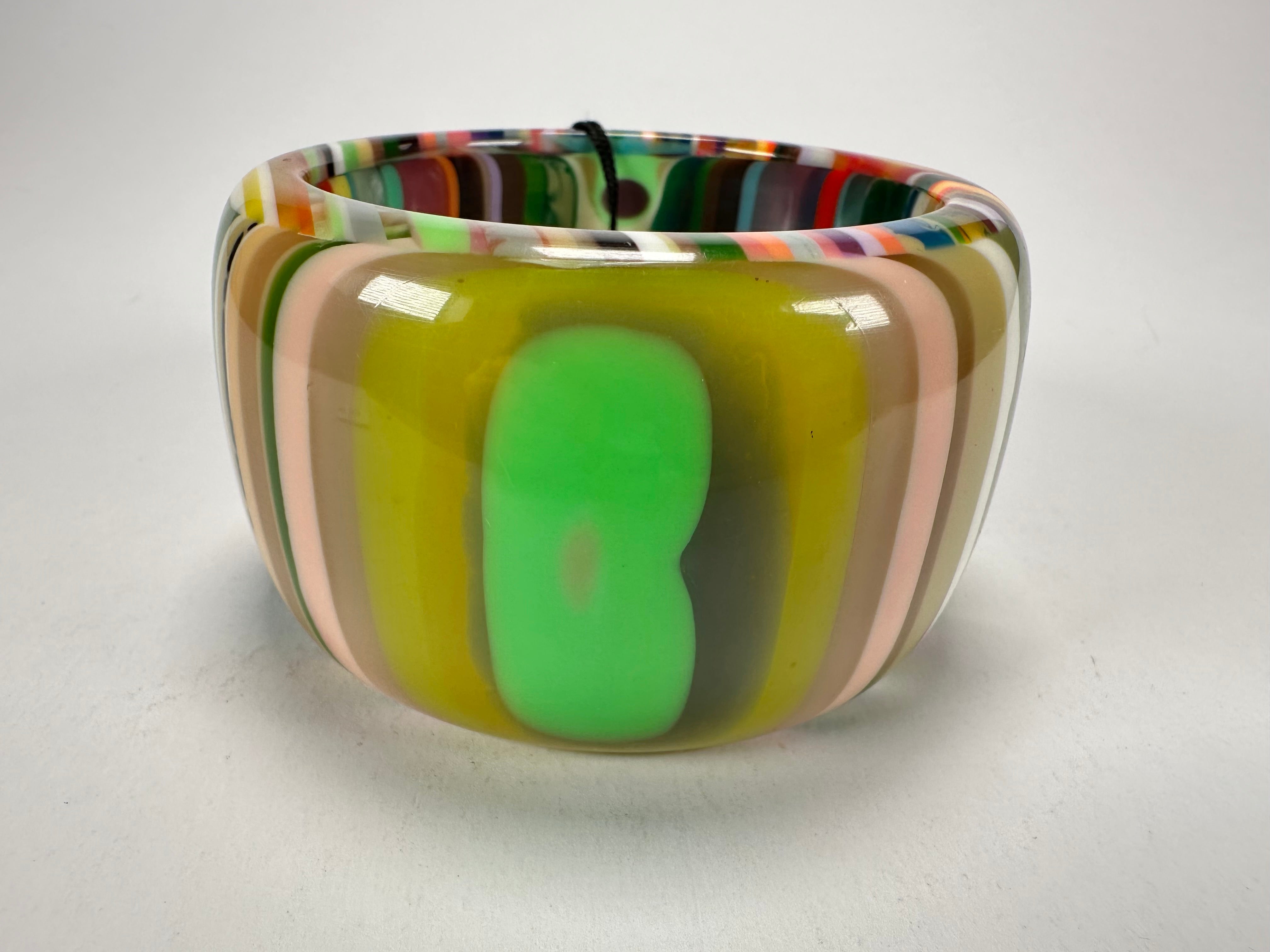 Jackie Brazil "Tiger" Liquorice Allsorts with Cat Eye Mix Colours 5cm Resin Bangle ( B0932 )