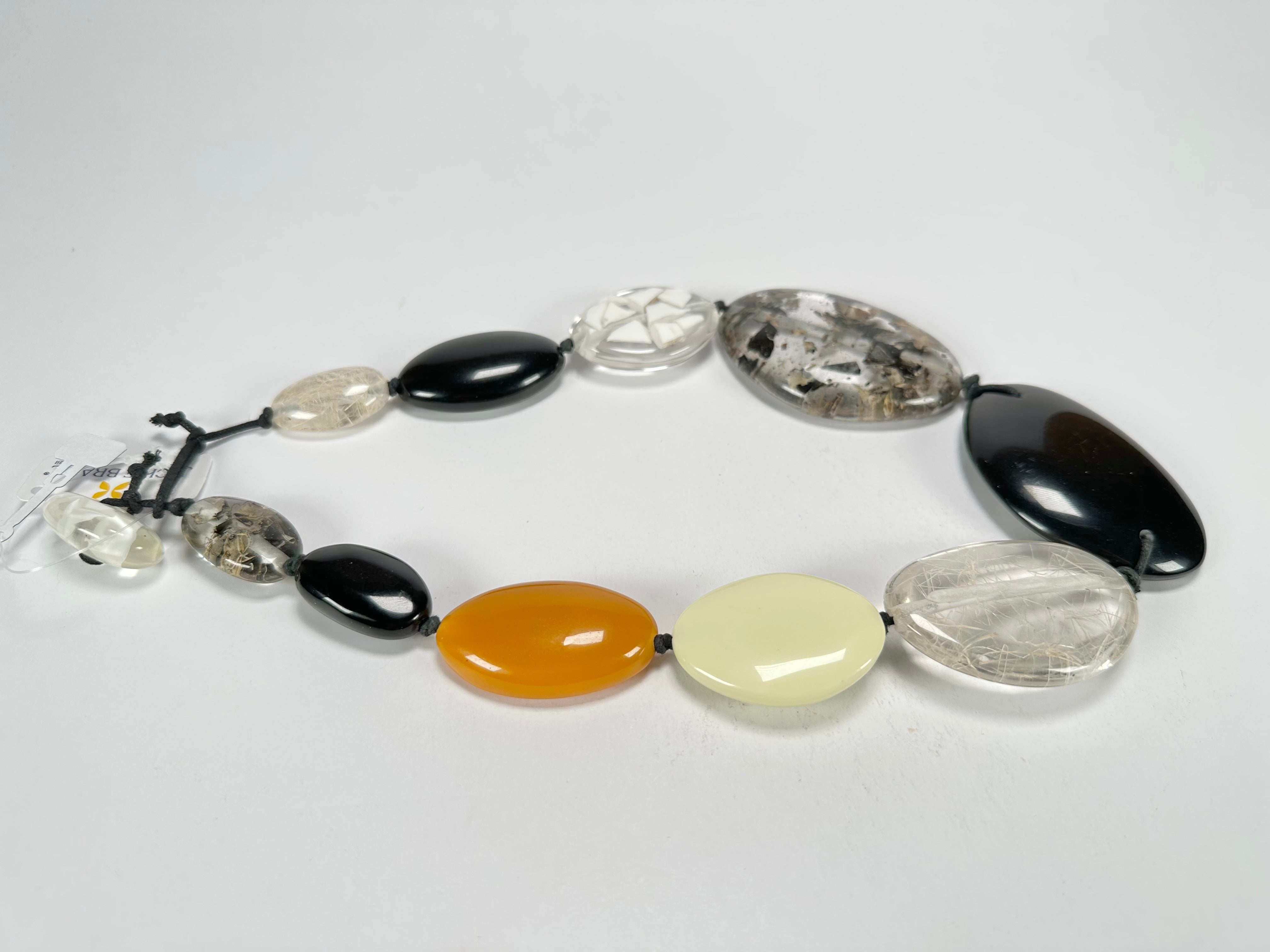 Jackie Brazil "Seasons Mix" Short Flat Riverstones 50cm Necklace ( N3616 )
