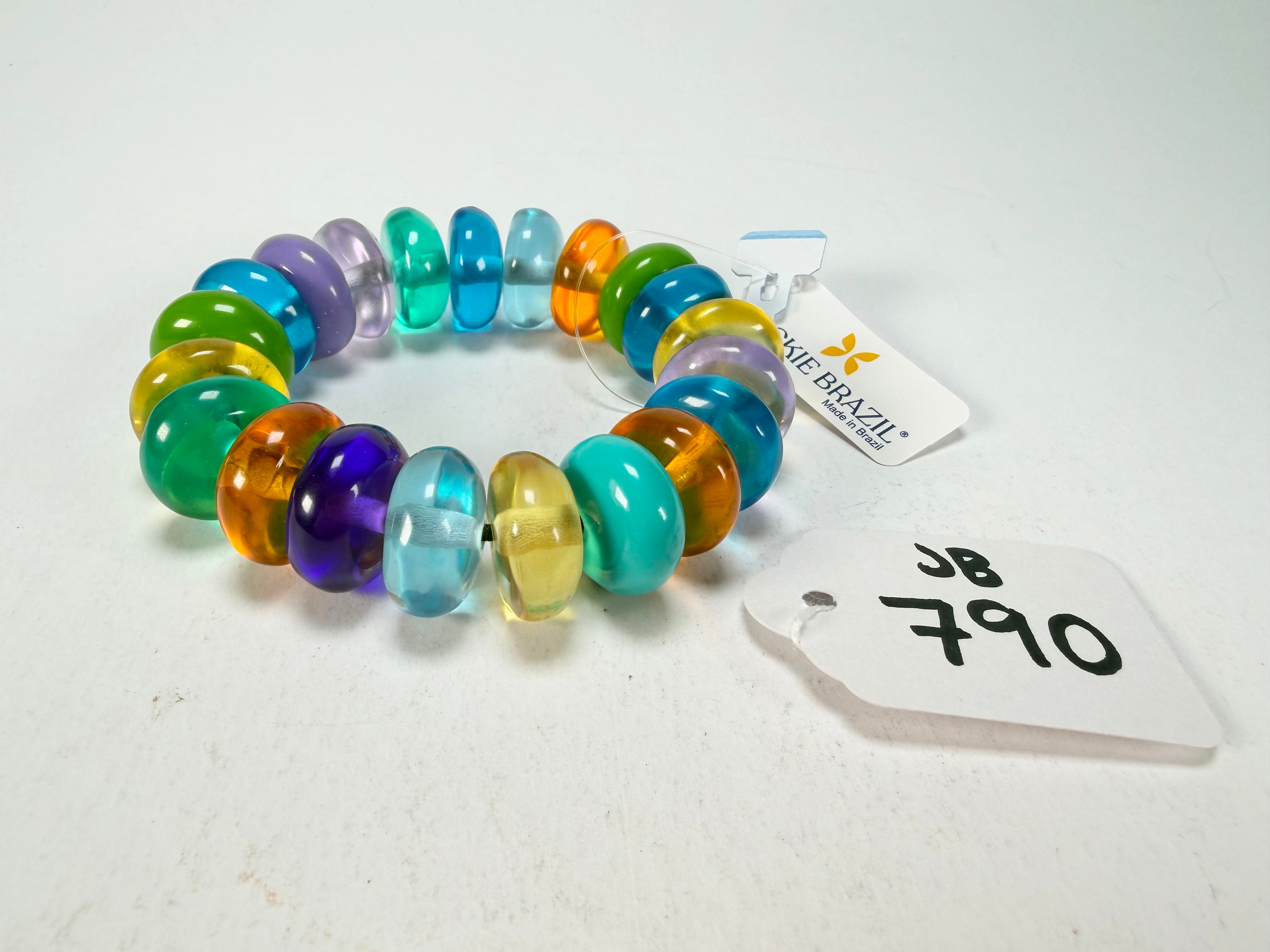 Jackie Brazil "Bela" Transparent Paris Mix Elasticated Mini Wheels Resin Bracelet ( B0920 )