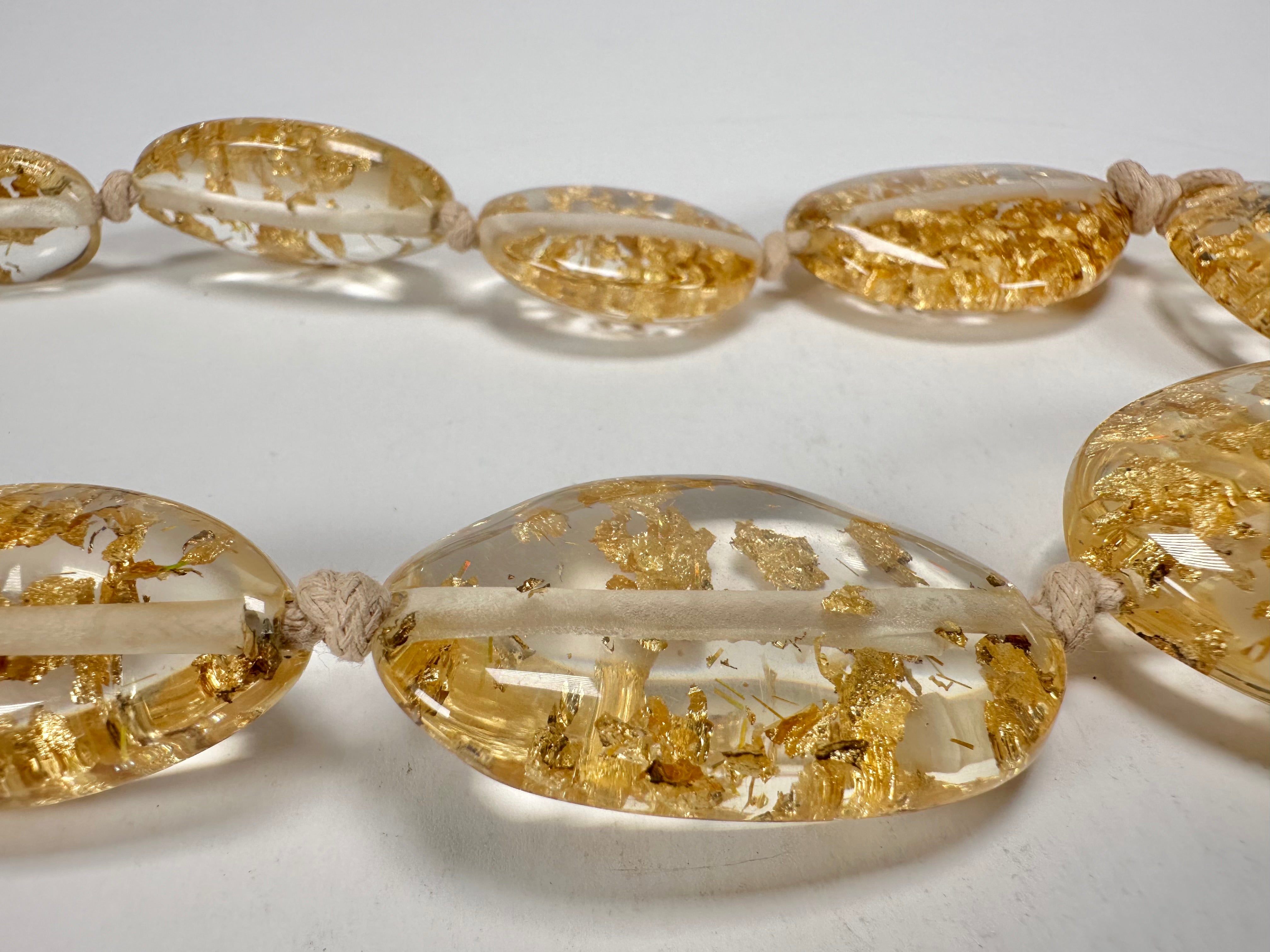 Jackie Brazil "Gold Flakes" Short Flat Riverstones 50cm Necklace ( N3616 )