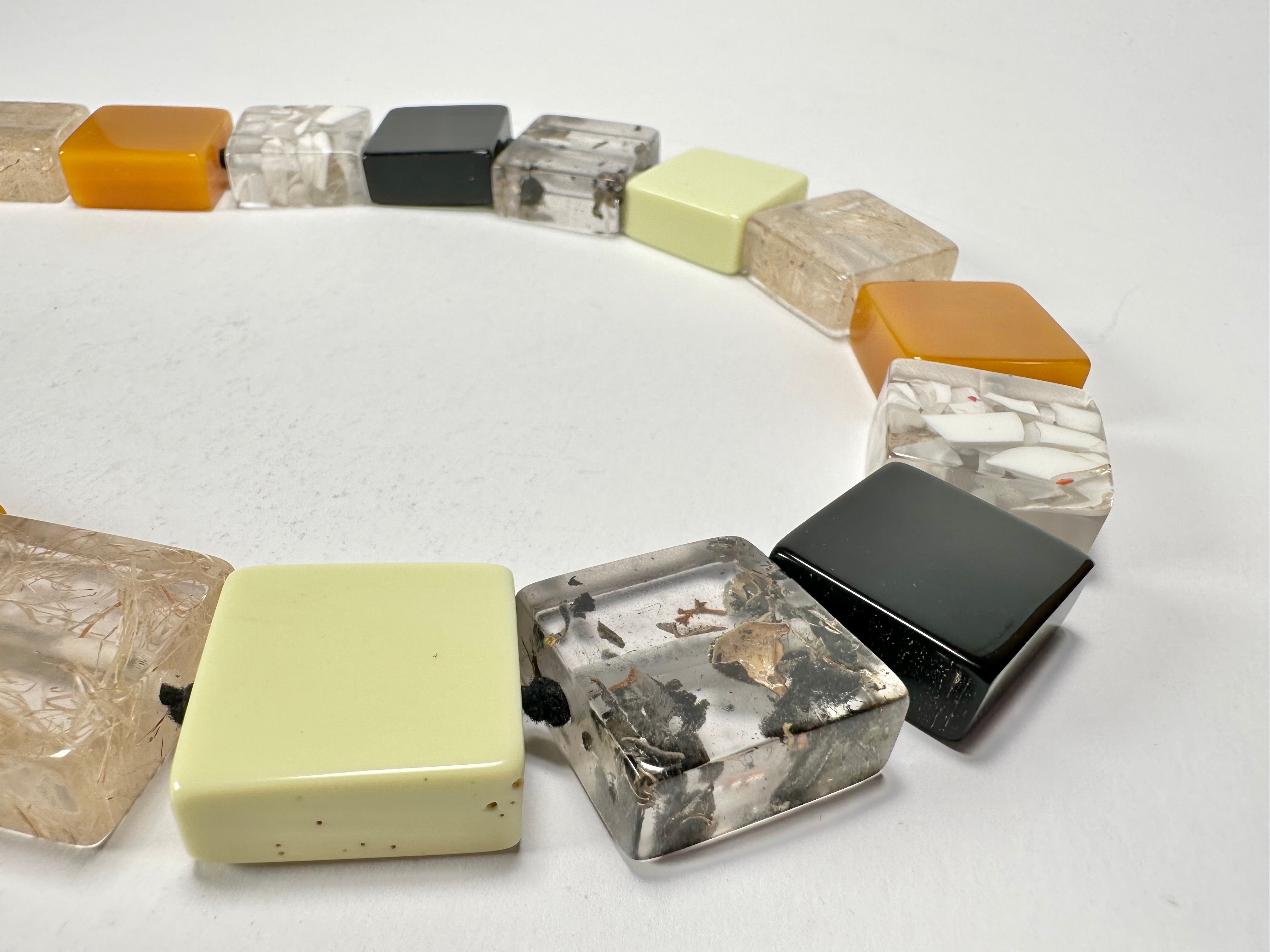 Jackie Brazil "Gala" Seasons Mix Half Rectangles 65cm Necklace ( N0789 )
