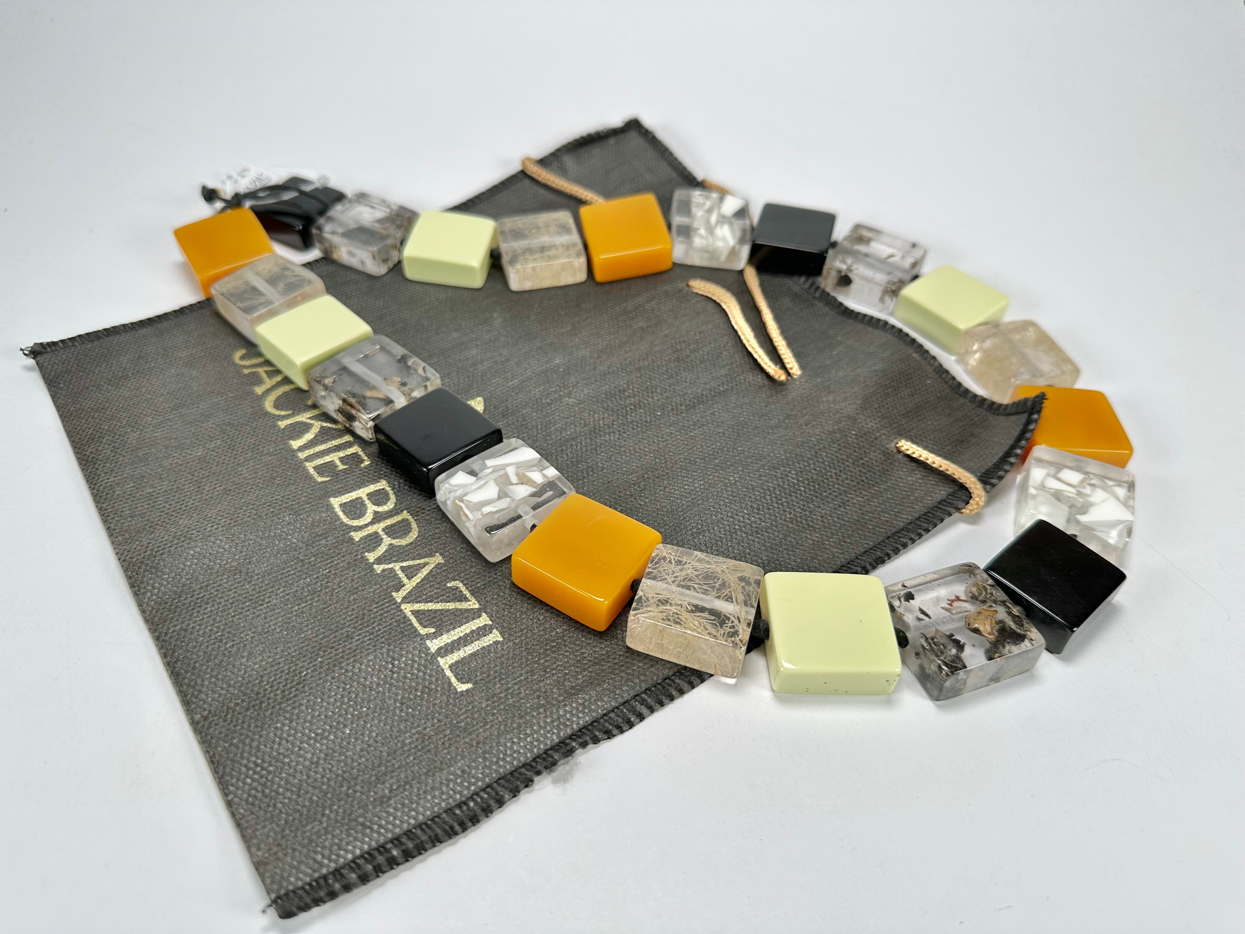 Jackie Brazil "Gala" Seasons Mix Half Rectangles 65cm Necklace ( N0789 )