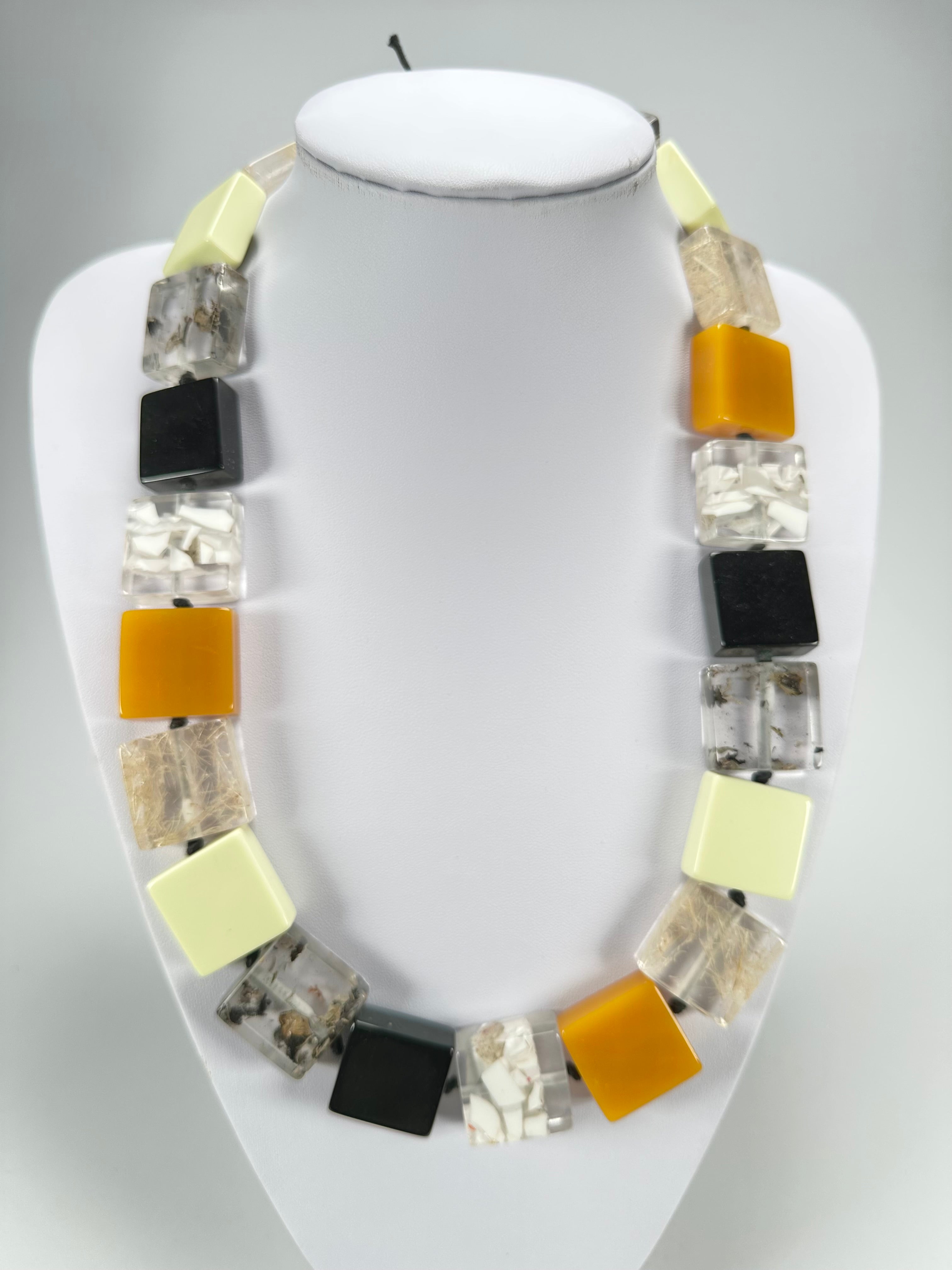 Jackie Brazil "Gala" Seasons Mix Half Rectangles 65cm Necklace ( N0789 )