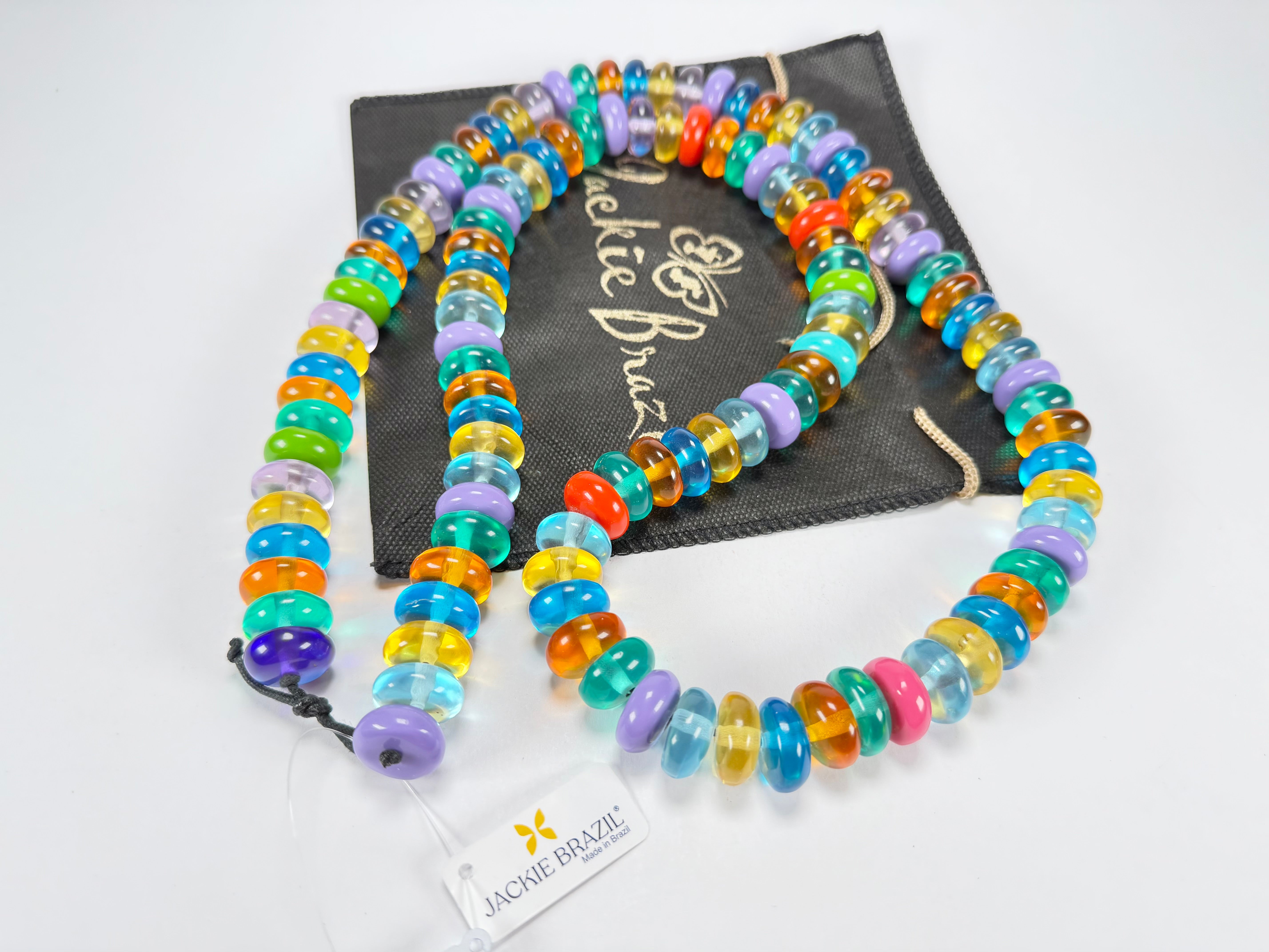 Jackie Brazil "Bela" Transparent Summer Mix Resin Mini Wheels 110cm Necklace ( N0048 )