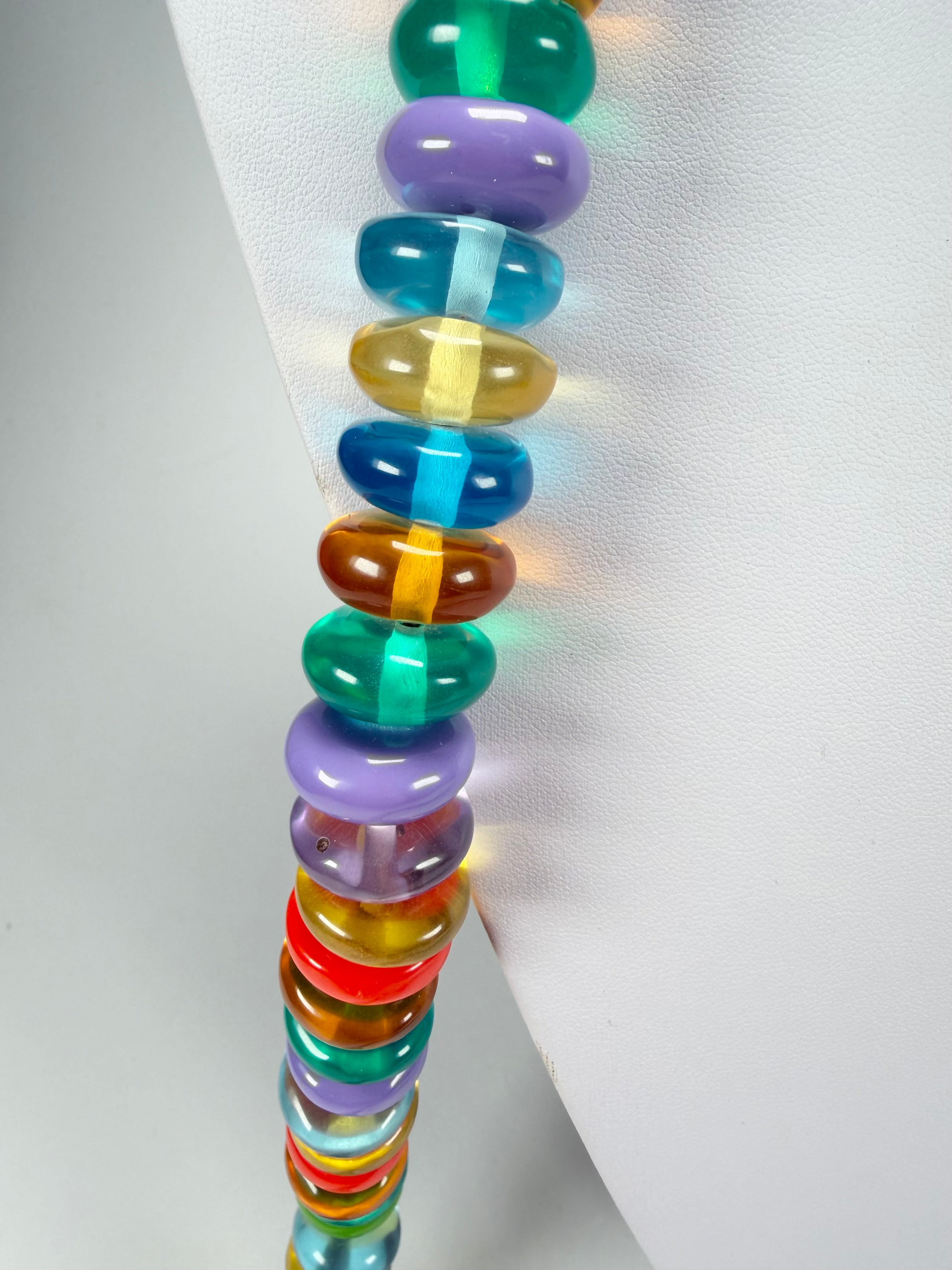 Jackie Brazil "Bela" Transparent Summer Mix Resin Mini Wheels 110cm Necklace ( N0048 )