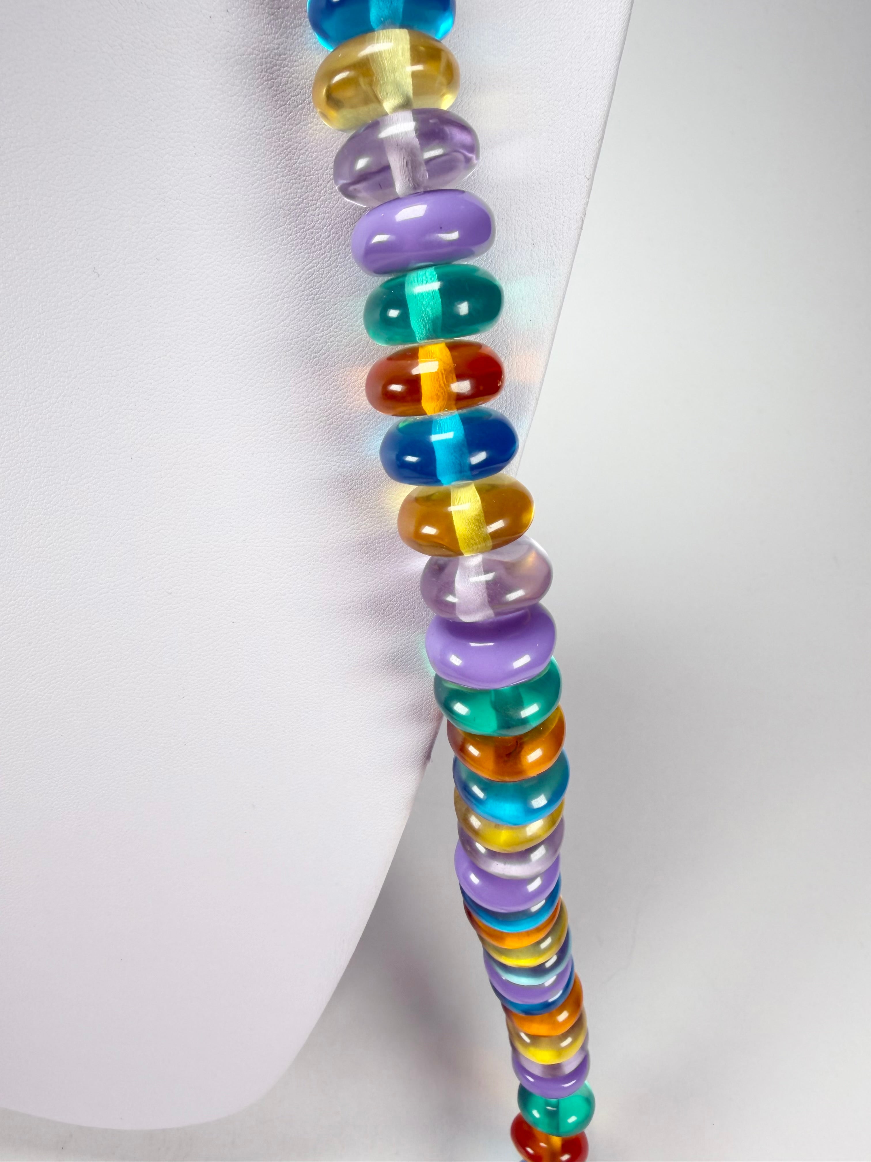 Jackie Brazil "Bela" Transparent Summer Mix Resin Mini Wheels 110cm Necklace ( N0048 )