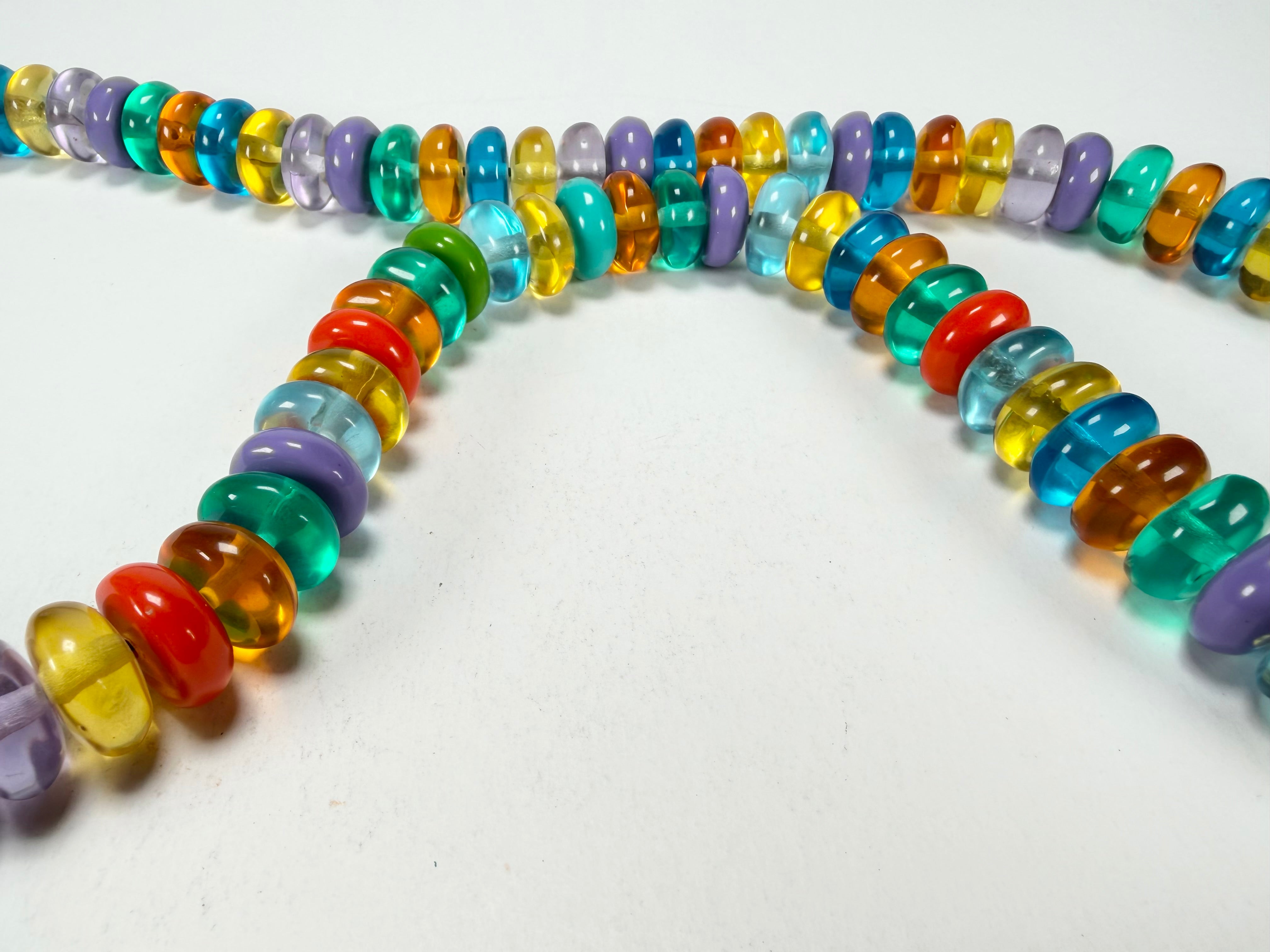 Jackie Brazil "Bela" Transparent Summer Mix Resin Mini Wheels 110cm Necklace ( N0048 )