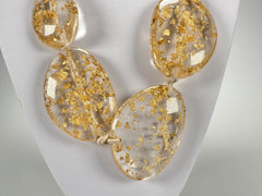 Jackie Brazil "Gold Flakes" Long Flat Riverstones 65cm Necklace ( N3700 )