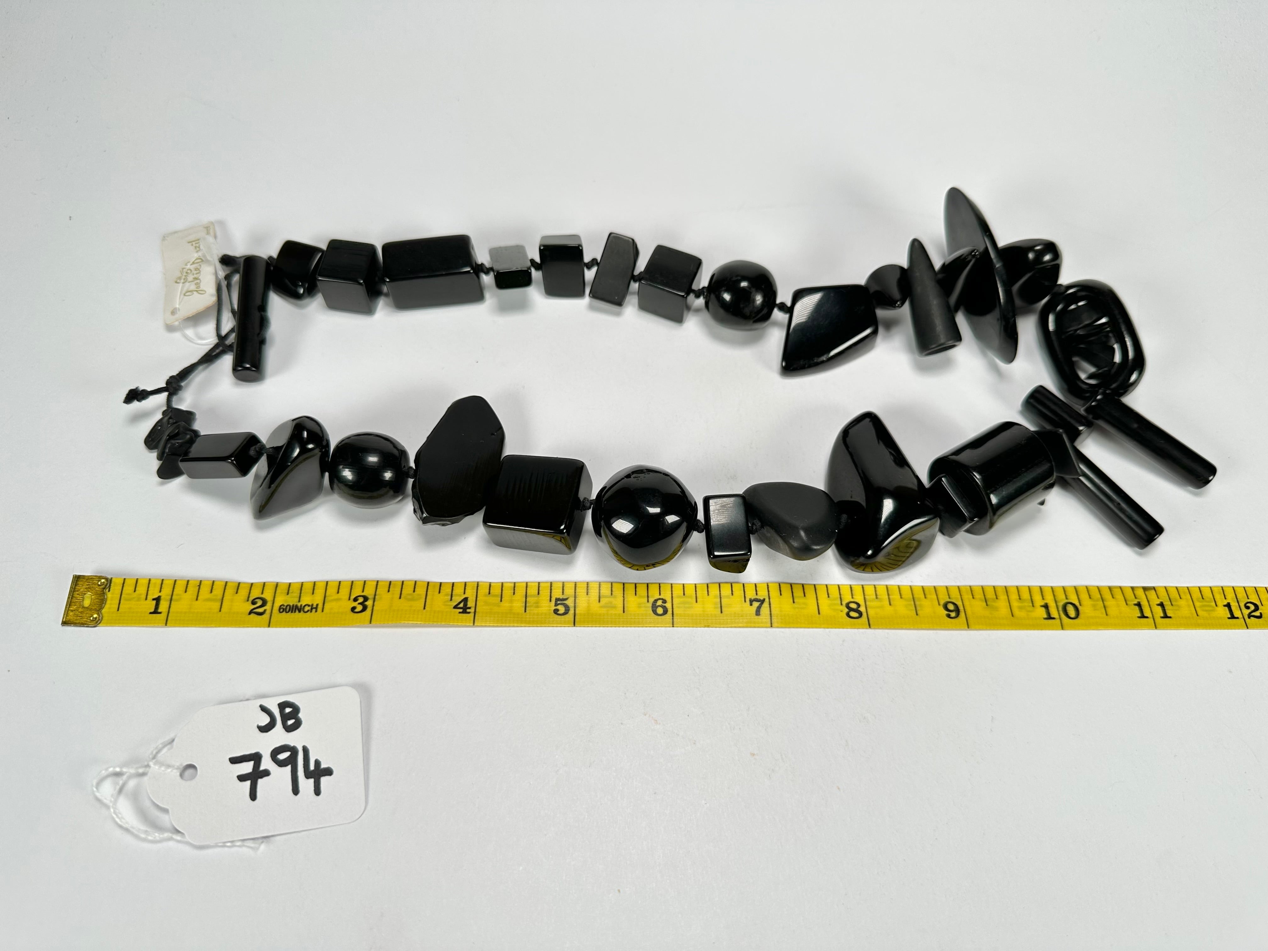 Jackie Brazil "Indiana" Black Multi-Bead Medium Resin 70cm Necklace ( N0033 )