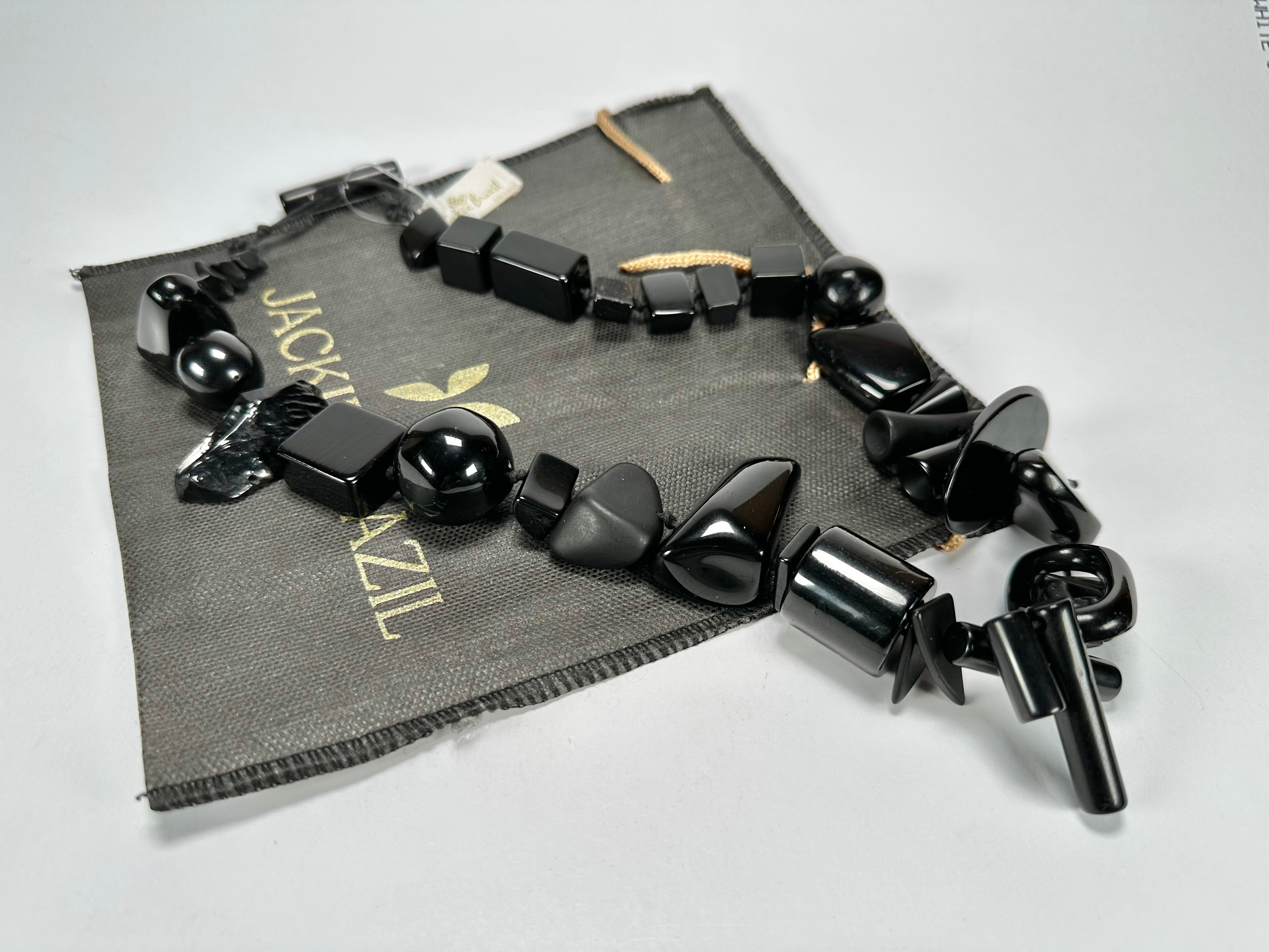 Jackie Brazil "Indiana" Black Multi-Bead Medium Resin 70cm Necklace ( N0033 )