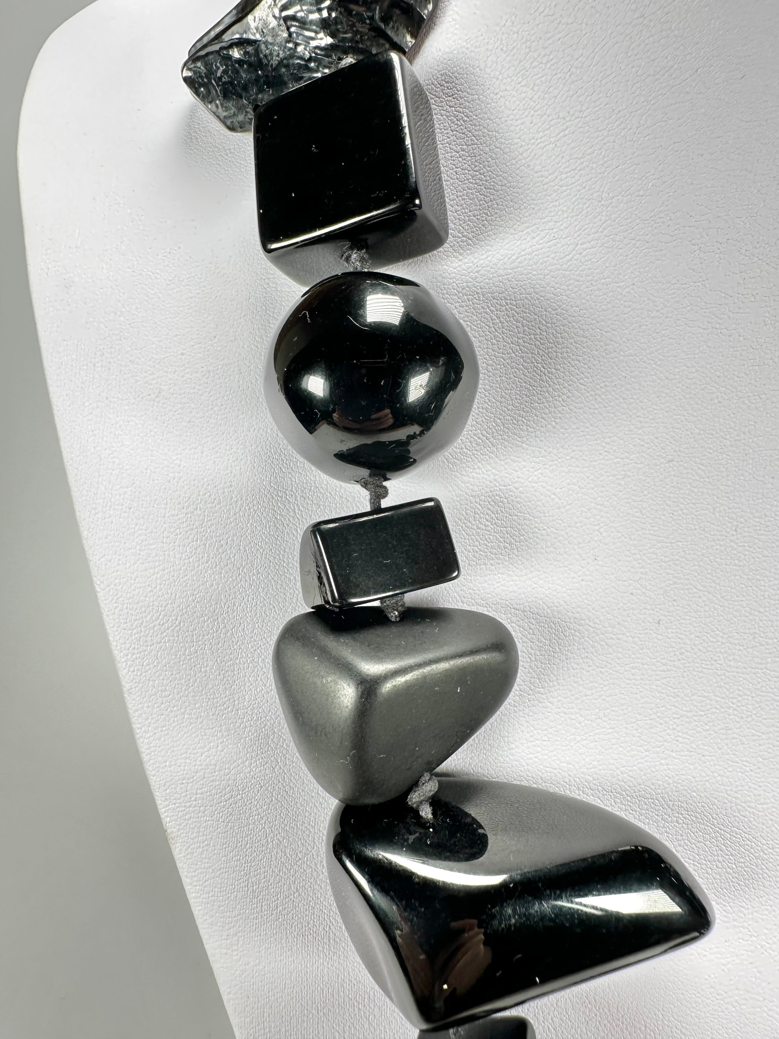 Jackie Brazil "Indiana" Black Multi-Bead Medium Resin 70cm Necklace ( N0033 )