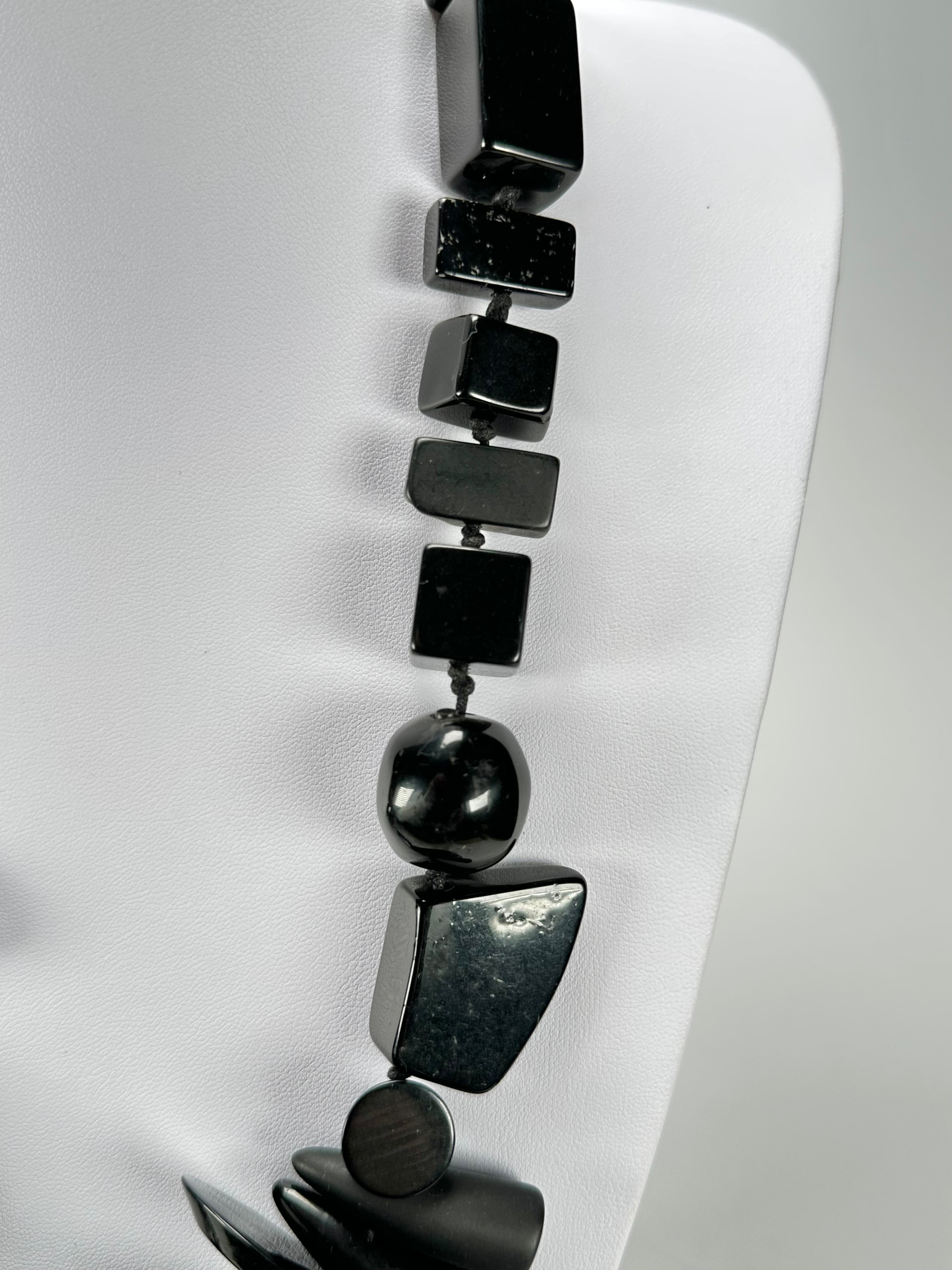 Jackie Brazil "Indiana" Black Multi-Bead Medium Resin 70cm Necklace ( N0033 )