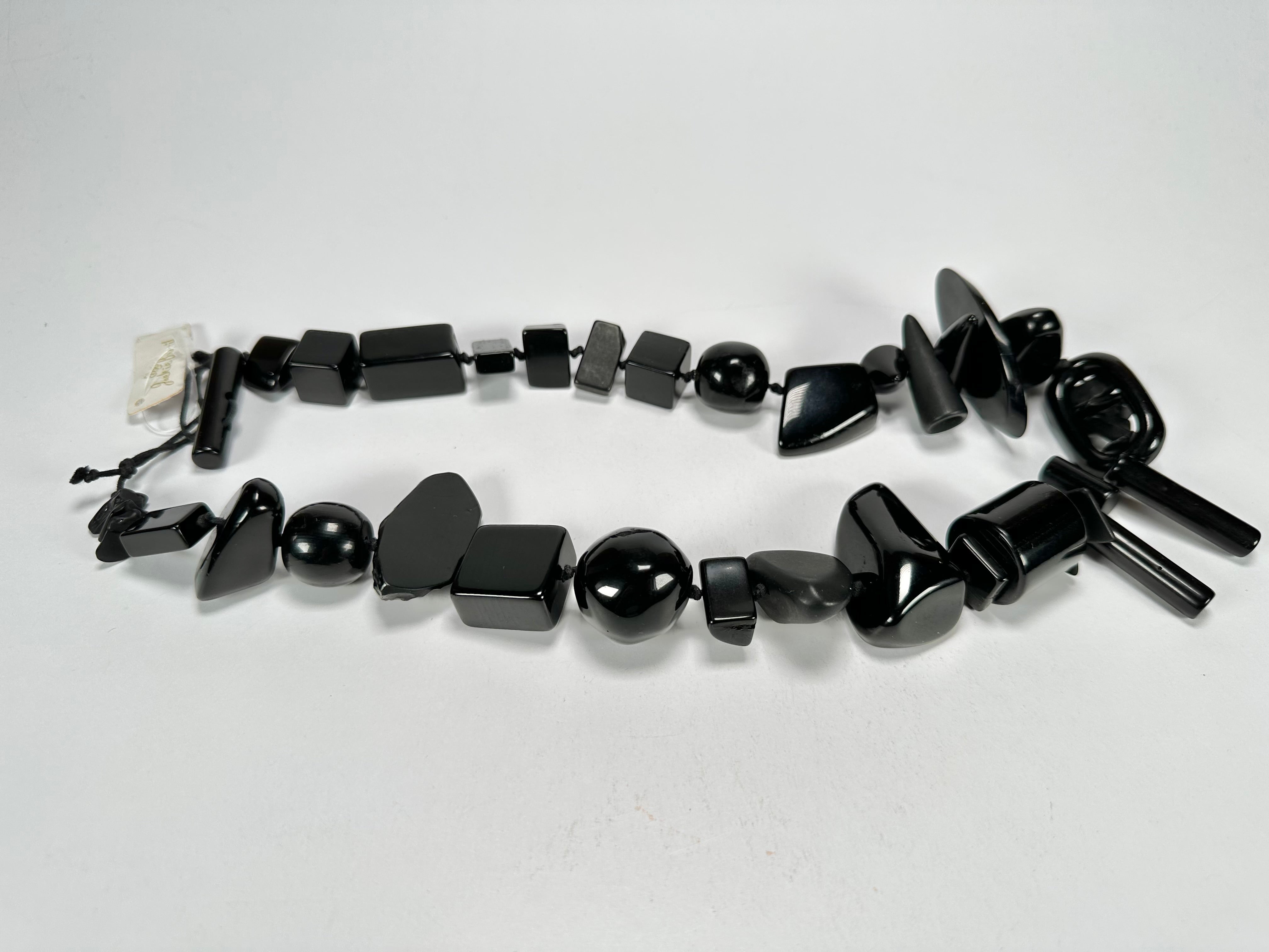 Jackie Brazil "Indiana" Black Multi-Bead Medium Resin 70cm Necklace ( N0033 )