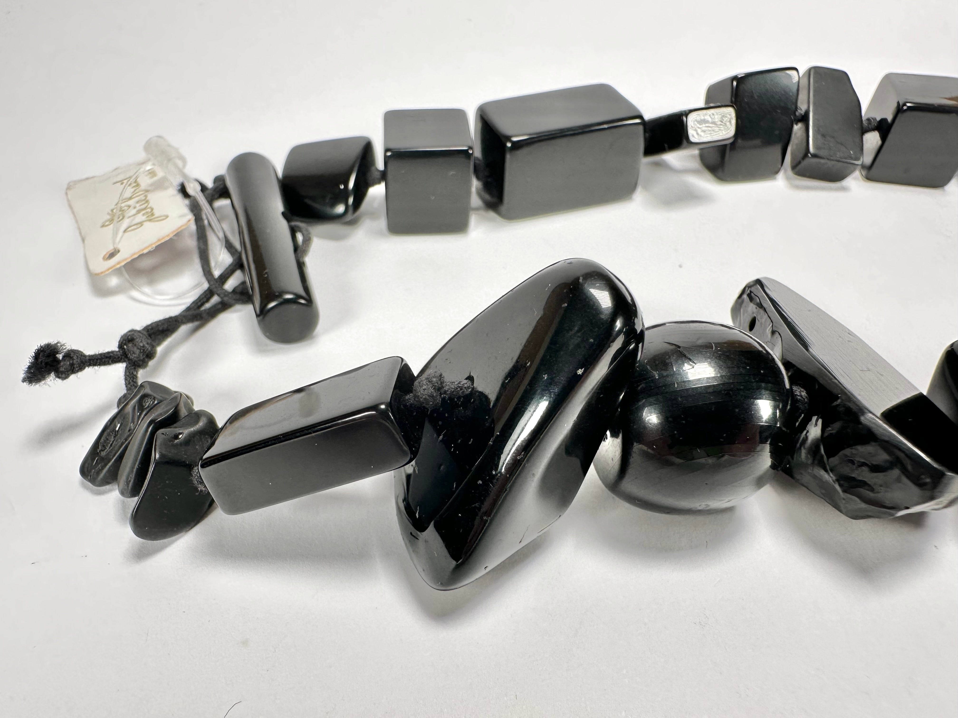 Jackie Brazil "Indiana" Black Multi-Bead Medium Resin 70cm Necklace ( N0033 )