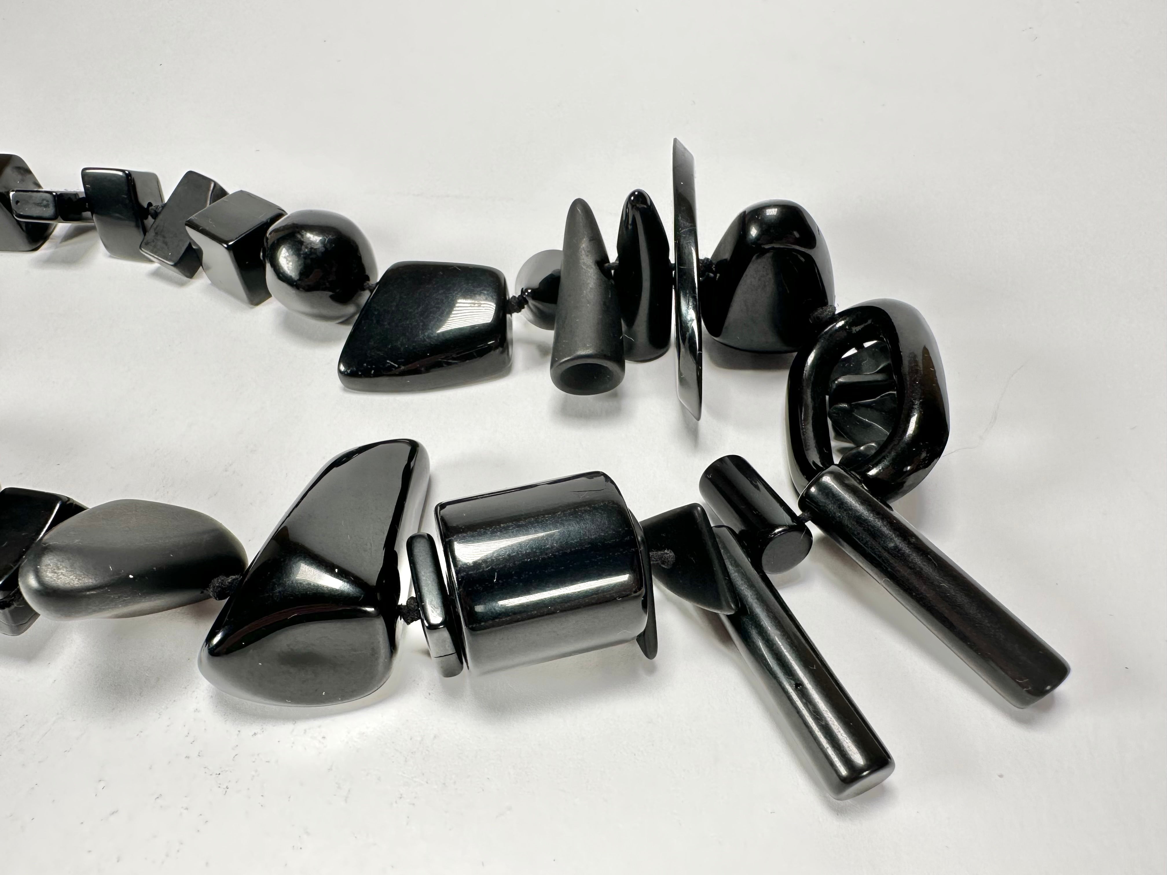 Jackie Brazil "Indiana" Black Multi-Bead Medium Resin 70cm Necklace ( N0033 )