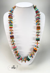 Jackie Brazil "Rome" Liquorice All Sorts Cubes & Squares Mix Colours 75cm Resin Necklace ( N0030 )