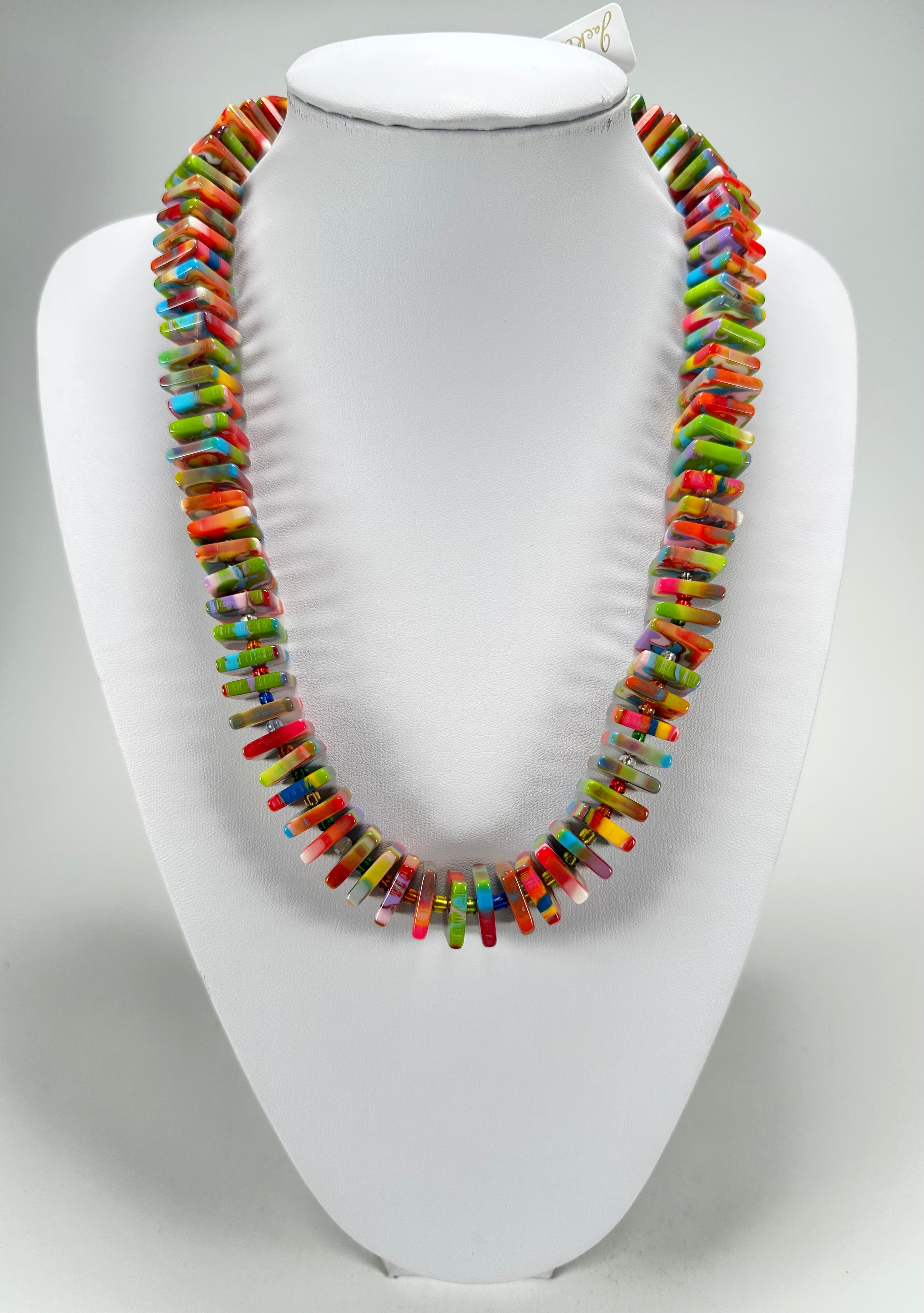 Jackie Brazil "Patricia" Kandinsky Liquorice Squares & Beads 55cm Necklace ( N0025 )