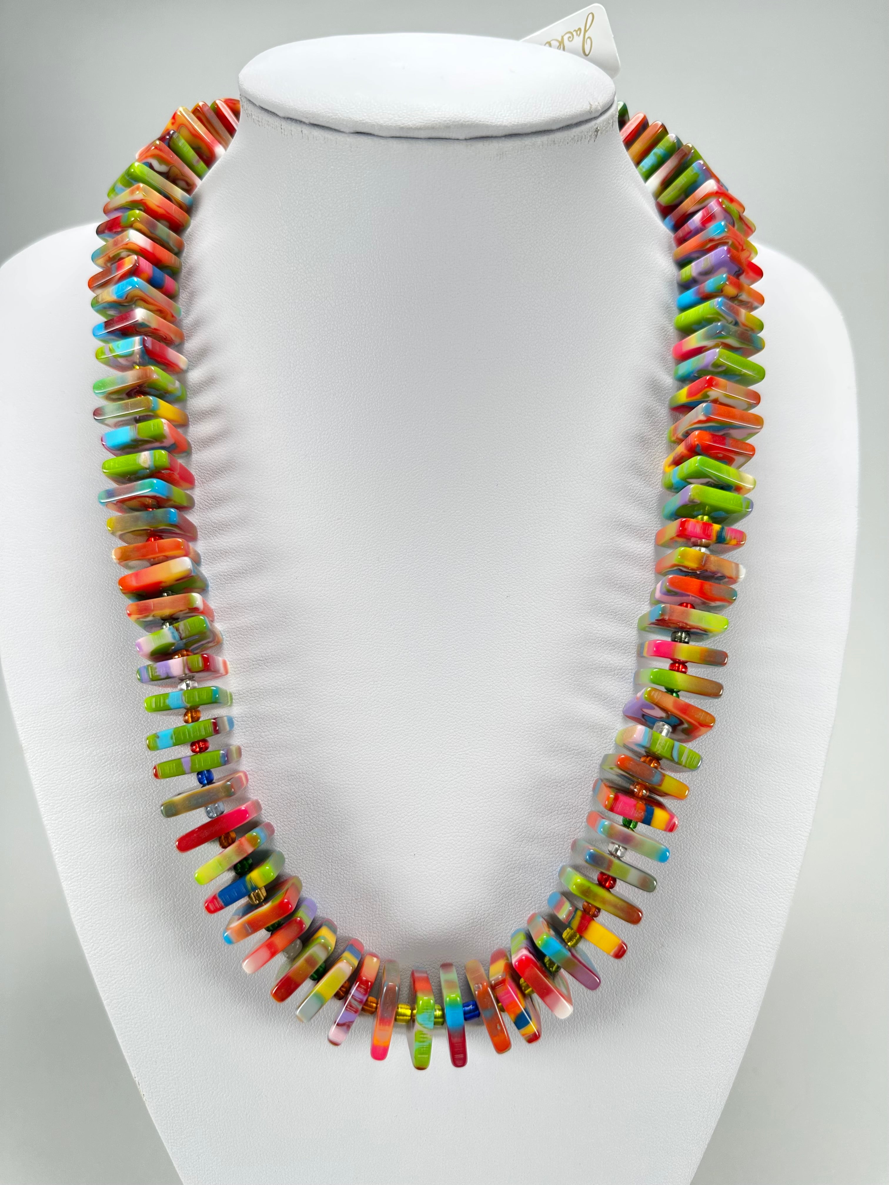 Jackie Brazil "Patricia" Kandinsky Liquorice Squares & Beads 55cm Necklace ( N0025 )