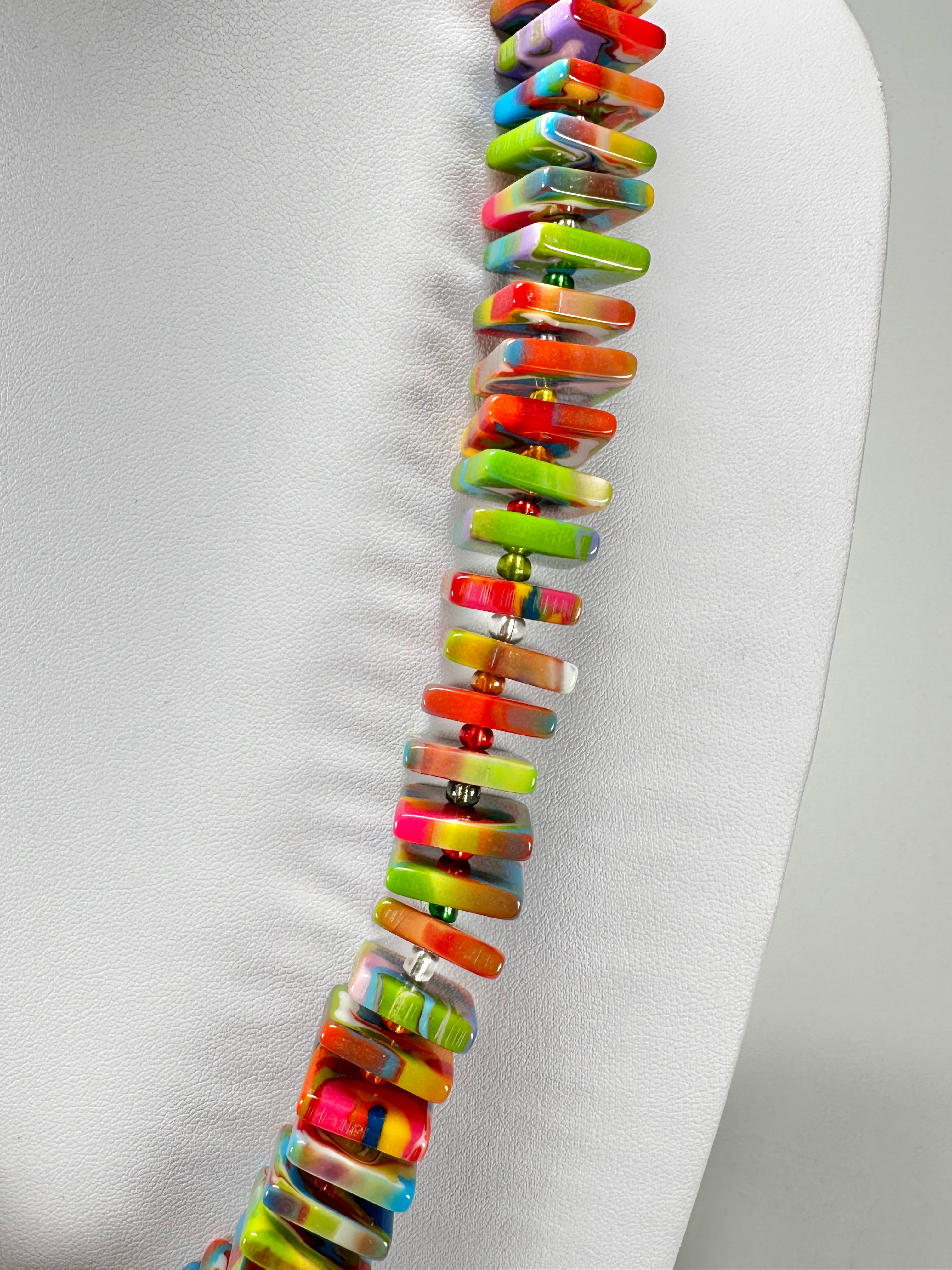 Jackie Brazil "Patricia" Kandinsky Liquorice Squares & Beads 55cm Necklace ( N0025 )